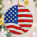Ceramic-Style Christmas Tree Decorations, Christmas Ornaments, Double-Sided Printed Ornament Keepsakes, Holiday Decor. Xmas Gifts, Gifts for Flag Lovers - American Flag-Themed