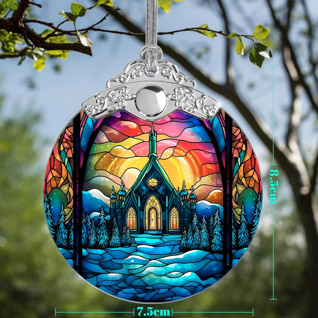 Stained Glass Christmas Ornament, Jocidea Christmas Decorations, Christmas Tree Ornament, Holiday Decor and Xmas Gifts Ideas