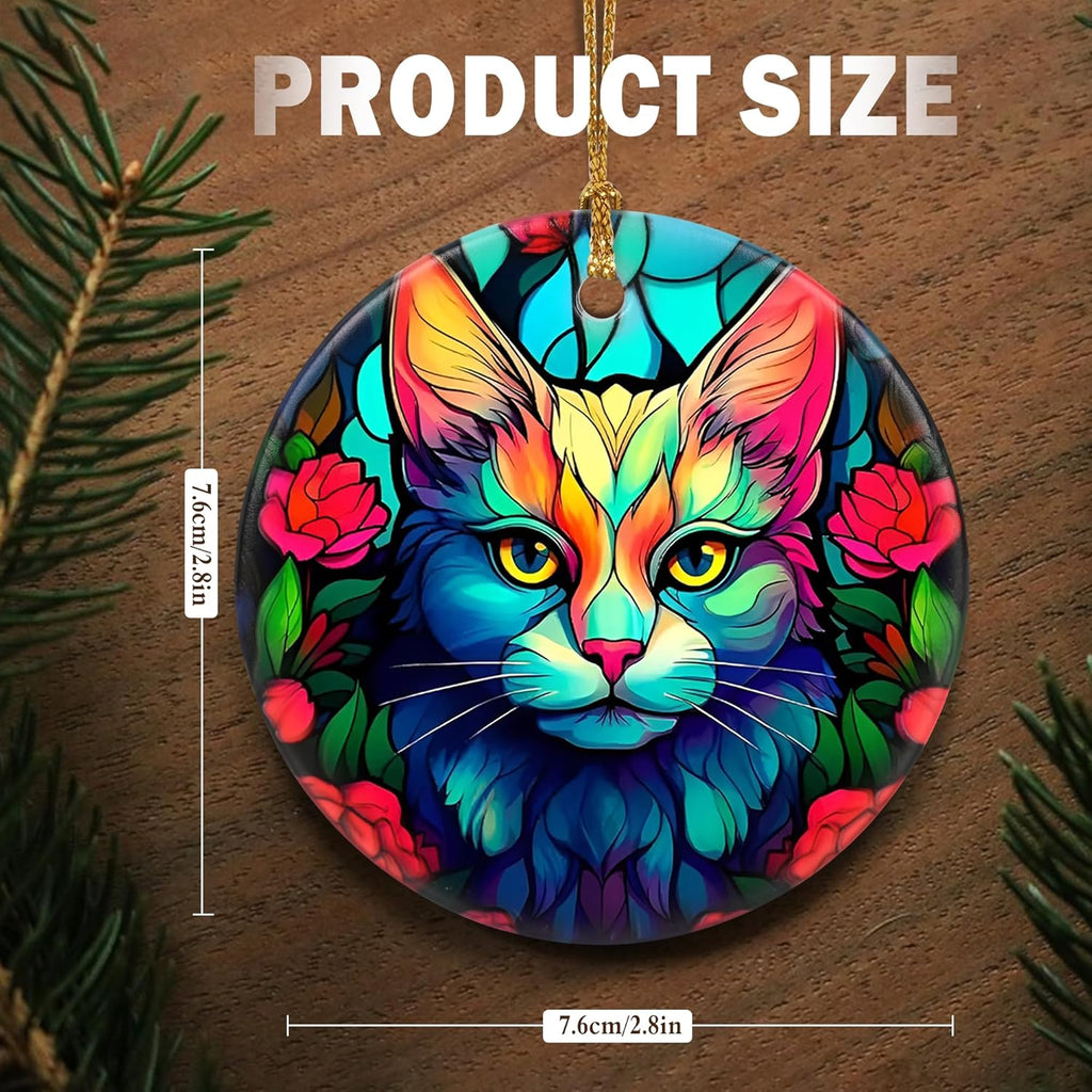 Touber Christmas Ornament, Christmas Decoration, Holiday Present Idea, Heirloom Keepsake, Round Ceramic, Gift Exchange, Gift Idea, Cat