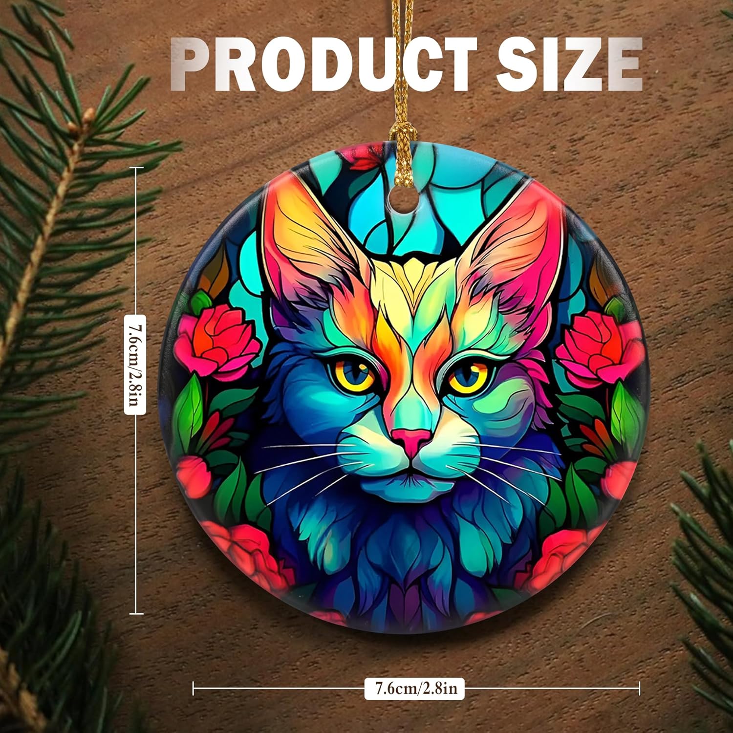 Touber Christmas Ornament, Christmas Decoration, Holiday Present Idea, Heirloom Keepsake, Round Ceramic, Gift Exchange, Gift Idea, Cat