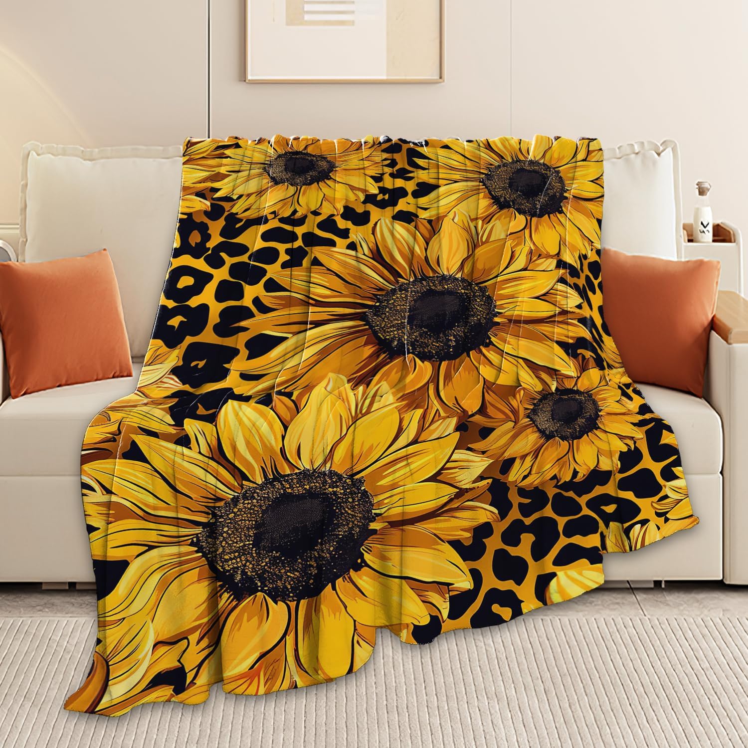Sunflower Throw Blanket Sunflower Gifts for Kids Girls Boys Adults Women Men Soft Cozy Warm Plush Fluffy Fuzzy Fleece Blanket Birthday Festival Decor 40''X50''