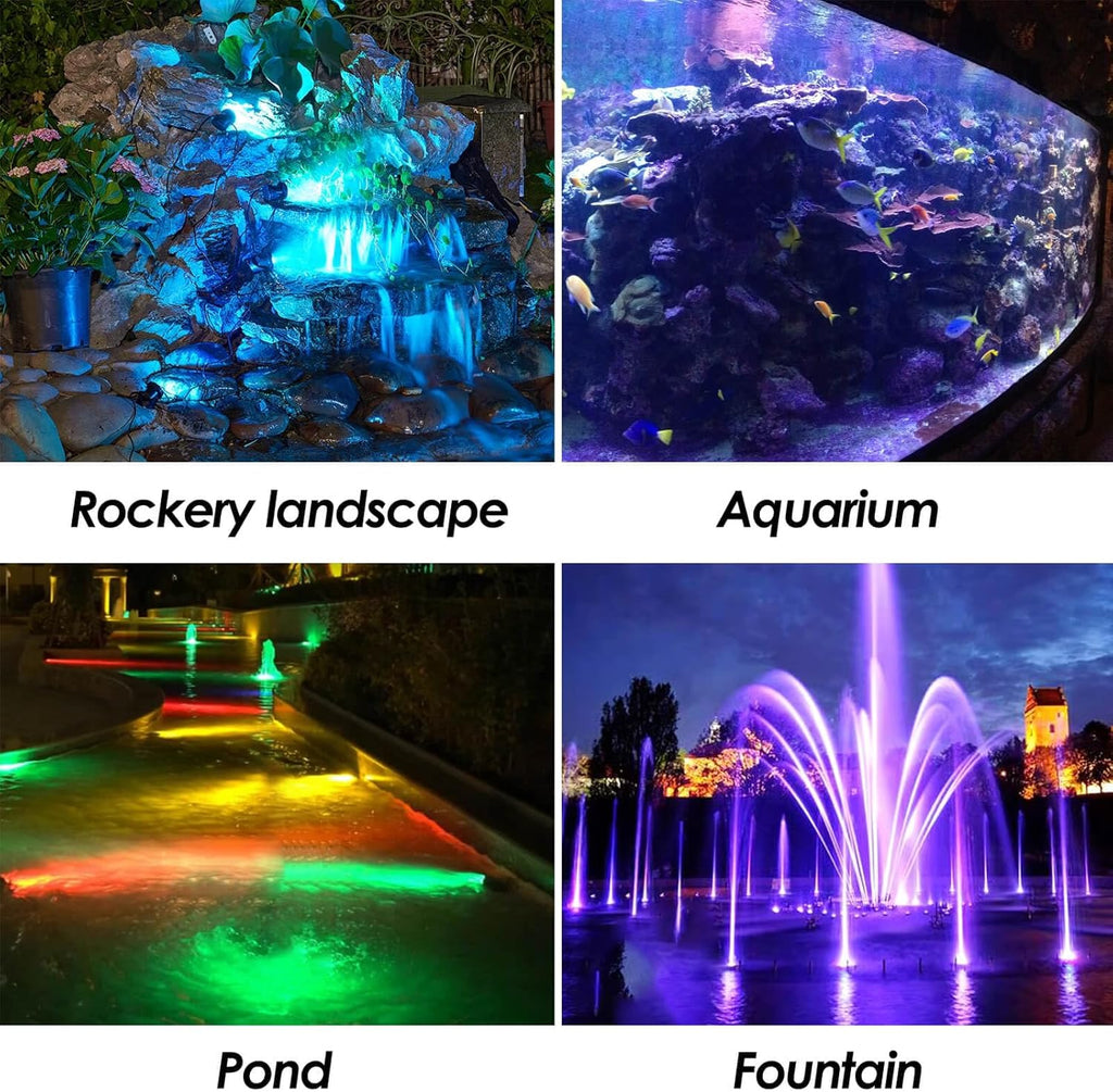 LED Pond Light Submersible Waterfall Fountain Underwater Light 18W 12V AC with RGB Color Changing by Remote for Outdoor Home Garden Patio Pond