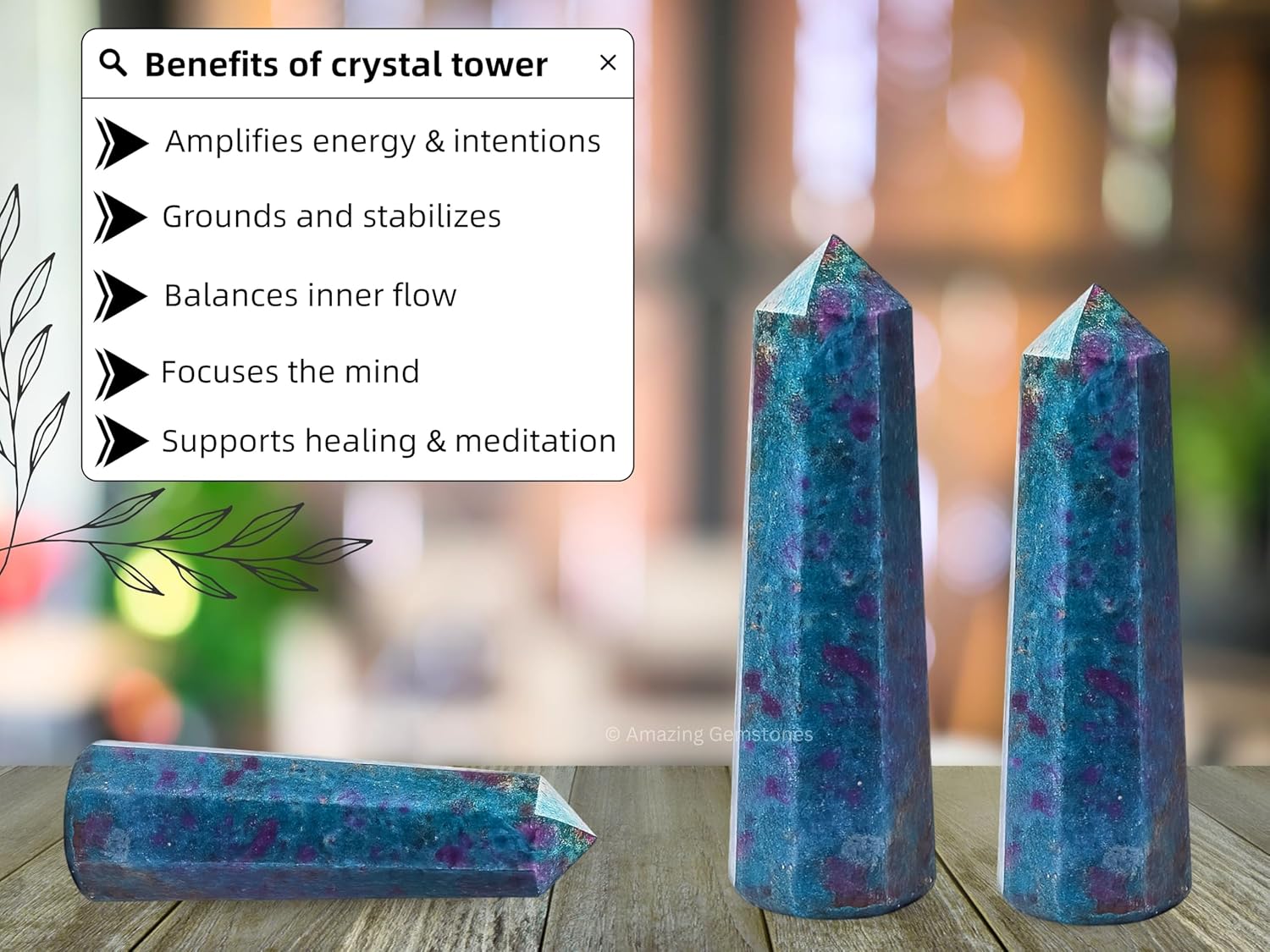 Amazing Gemstone Ruby Kyanite Crystal Towers - Natural Healing Crystal Point Obelisk for Reiki Healing and Crystal Grid (2 Inch to 3 Inch)