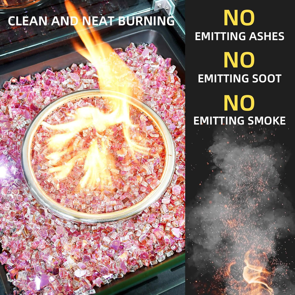 GasSaf 1/4 Inch Fire Glass Reflective Tempered Fireglass Cut Crushed FireGlass for Fire Pit, Fireplace, Replaces Existing Gas Logs & Lava Rocks (20 Pound)(Rose Gold)
