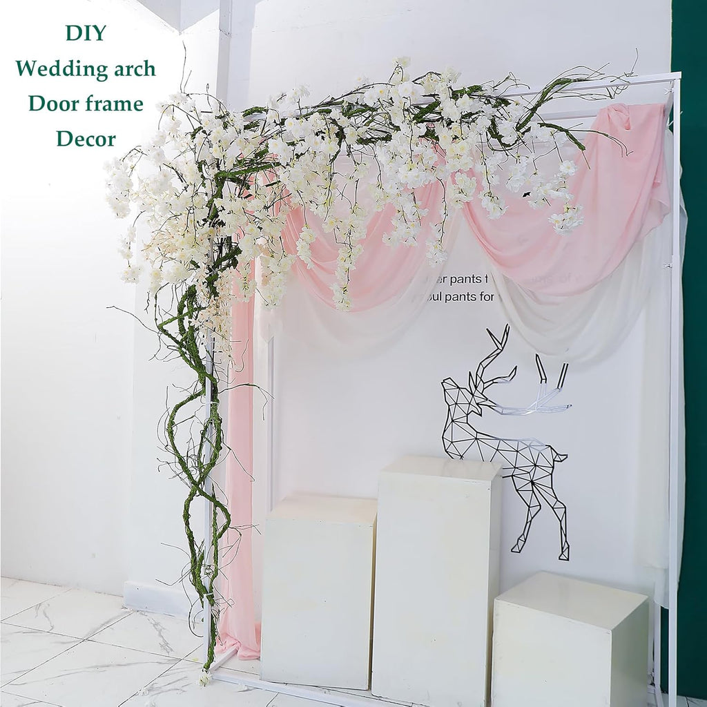 118 inch Medium Malleable Artificial Green Tree Branches Grapevine Garland Fake Cherry Blossom Tree Trunk Twigs for Wall Hanging Willow Ivy Home Room Wedding Decoraton