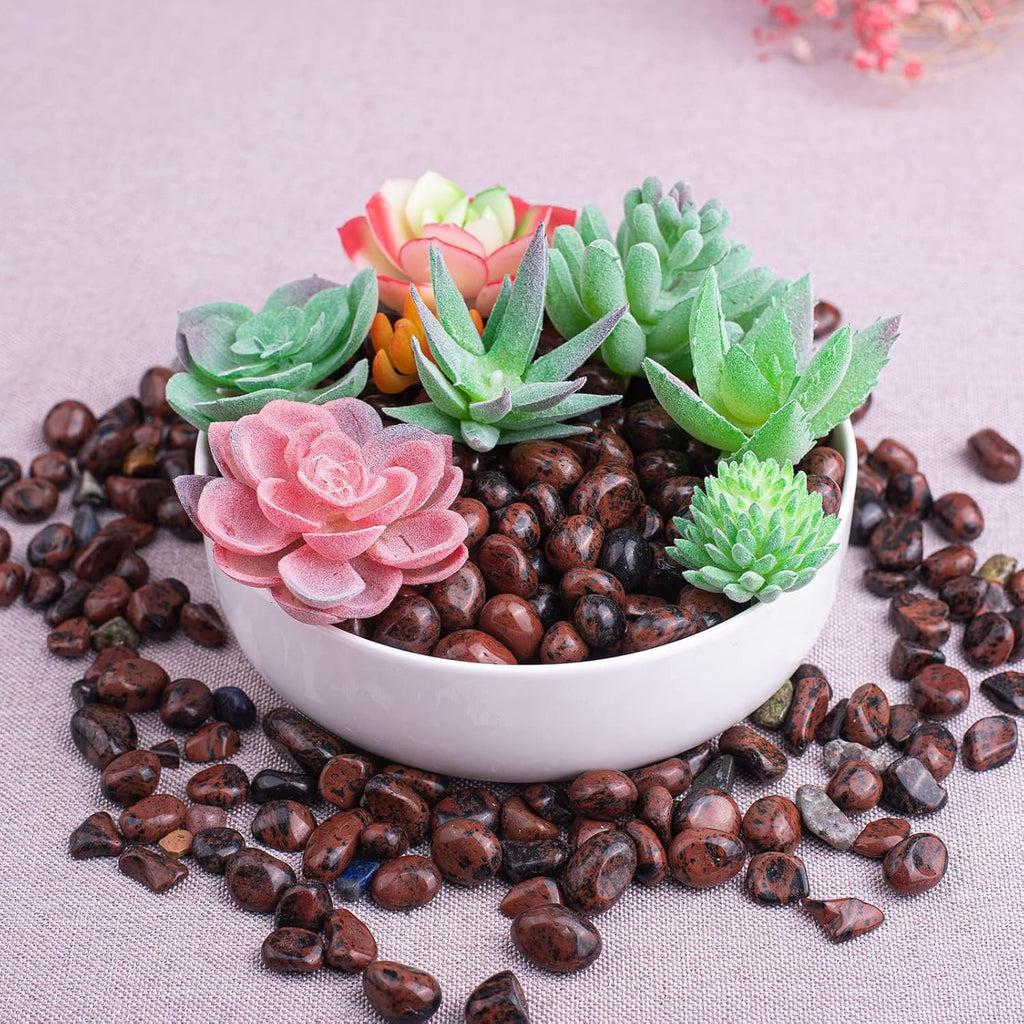 Polished Mahogany Obsidian Crystal Chips Set, 0.4'', 128 Pcs - Handpicked Natural Tumbled Stones and Crystals Bulk for Healing, Reiki, Meditation, Witchcraft and Home Decor