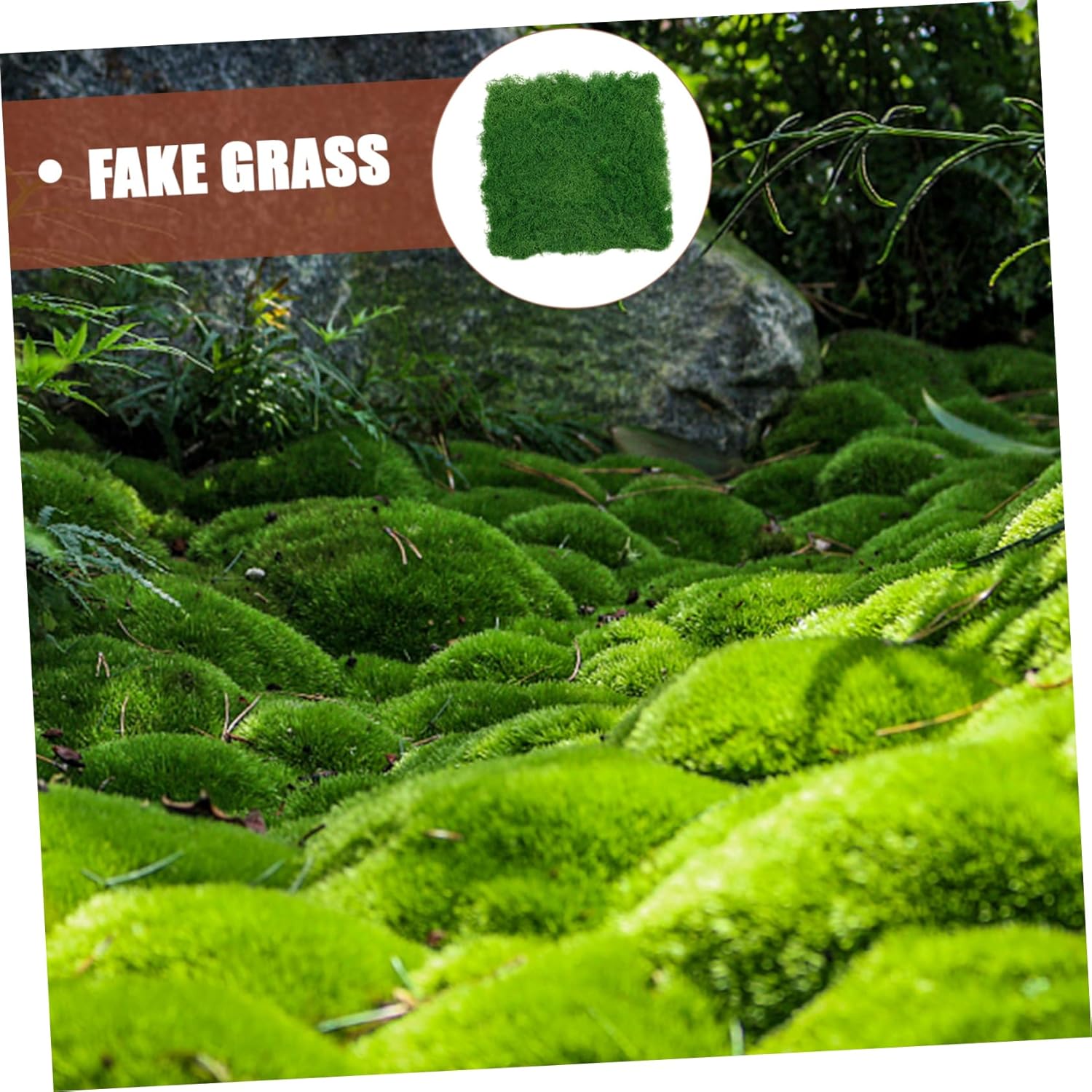 MERRYHAPY Simulated Silk Moss Mat - Lifelike Artificial Moss Turf for Bonsai Decoration Fish Tank and Micro Landscape Design - 19.68X19.68X1.57 Inch Green Foam Carpet