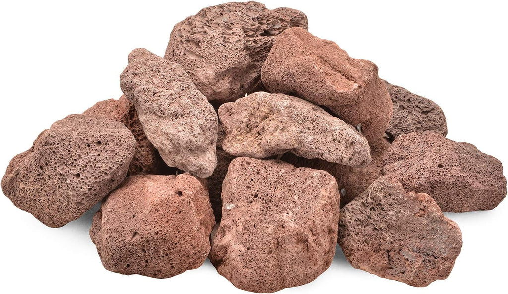 Skyflame 10LB Natural Lava Rocks for Fire Pits, Fire Tables, Fireplaces, Garden Landscaping Decoration, Indoor and Outdoor Use, 3"-5" Sizes, Red