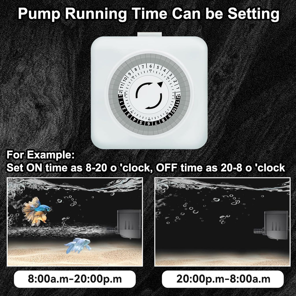 Fountain Water Pump 400GPH with Indoor Mechanical Timer Ultra Quiet 8.2ft High Lift for Fountains, Hydroponics, Ponds, Aquariums & More……