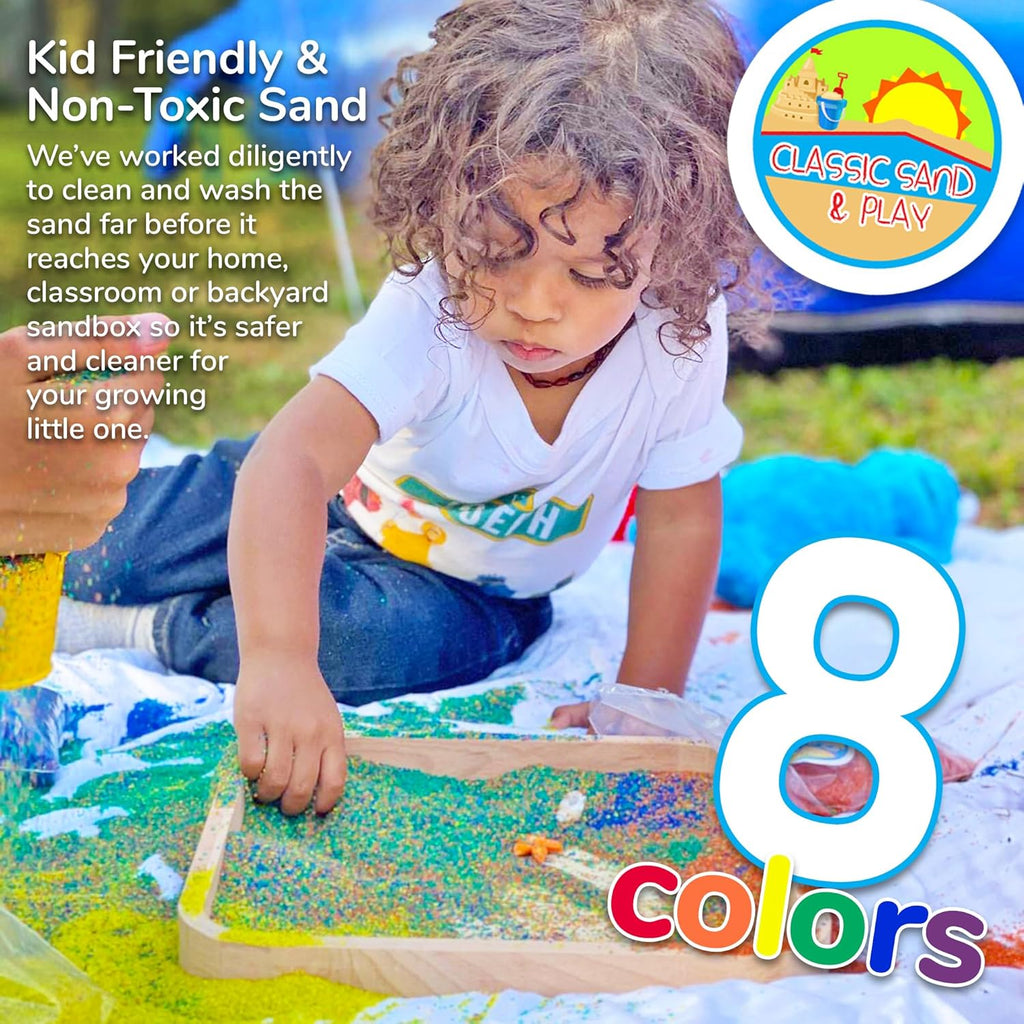 Classic Sand and Play Yellow Colored Play Sand, 5 lb. Bag, Natural and Non-Toxic, Fun Wet and Dry Indoor and Outdoor, Sandbox, Therapy, and Table Use, Building, Stimulate Sensory Needs