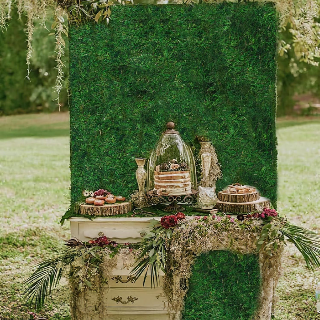 Moss Table Runner Preserved Dried Green Moss Roll for Crafts Fairy Gardens Wedding Woodland Decor 12" x 112" Table Decoration Grass Wall 30x285cm