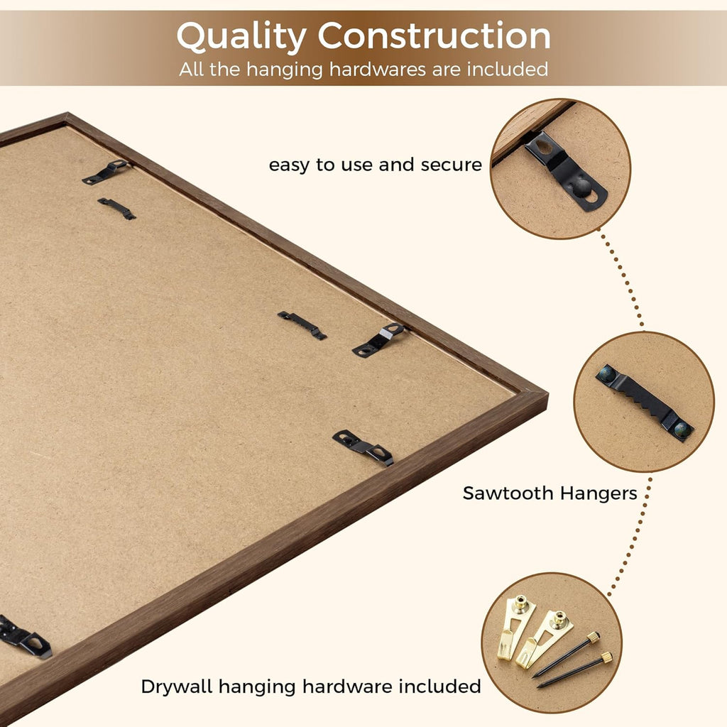 Fun Memories 19x27 Oak Picture Frame for Wall, 19x27 Frame with Matted to 16x21, Solid Wood Picture Frames for Wall Art Photo and Prints (Walnut, 1 Pack)