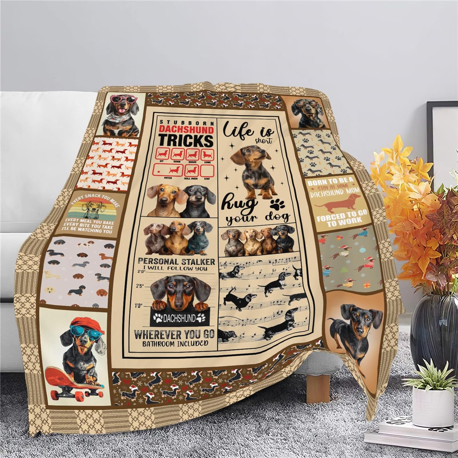 Dachshund Throw Blanket Dachshund Puppy Stuff Weiner Dog Gifts for Women Adults Men Dog Lover Kids Girls Boys Soft Cozy Warm Plush Fluffy Fuzzy Fleece Blanket Decor 60''X80''
