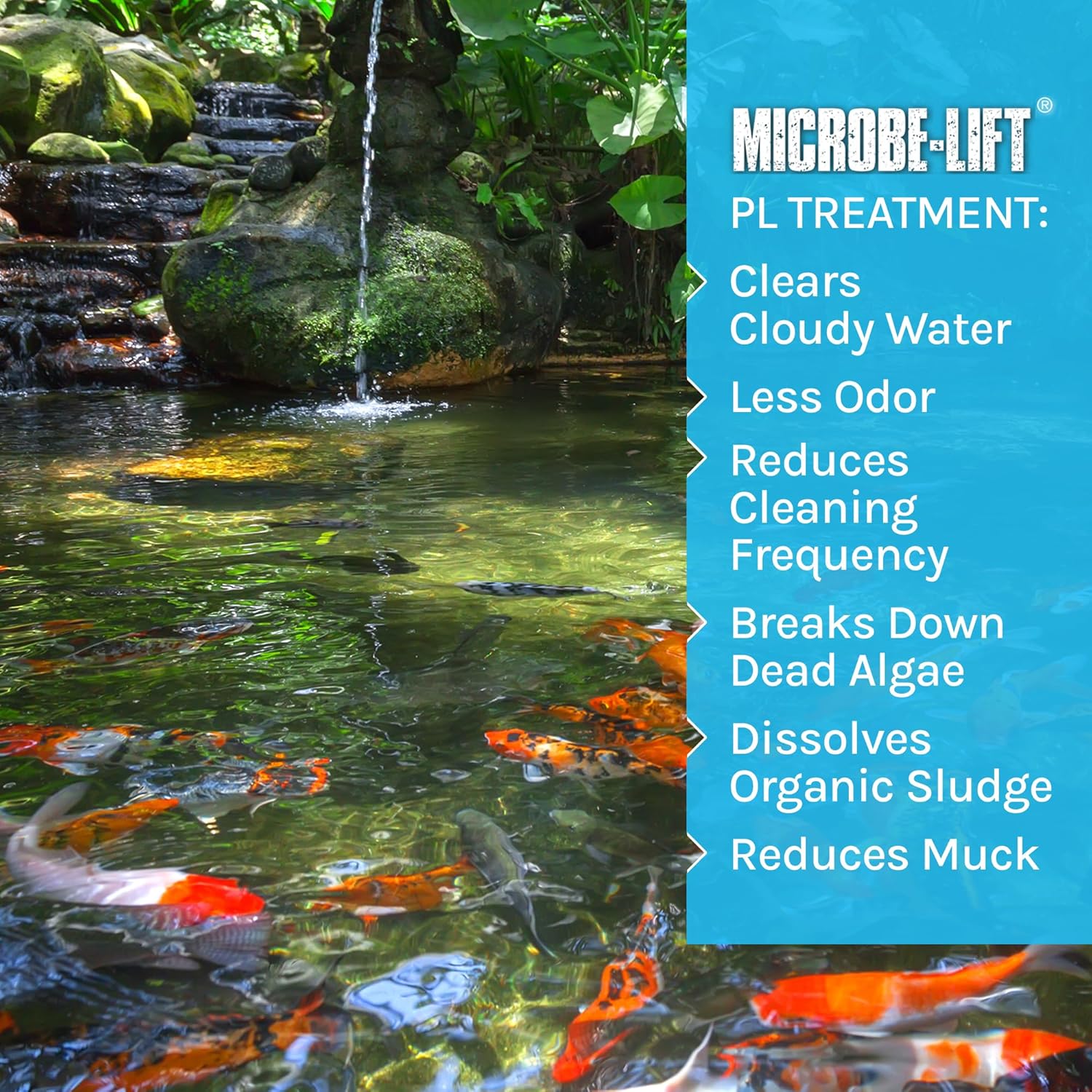 MICROBE-LIFT PL Pond Bacteria and Outdoor Water Garden Cleaner, Safe for Live Koi Fish, Plant Life, and Decor, 16 Ounces