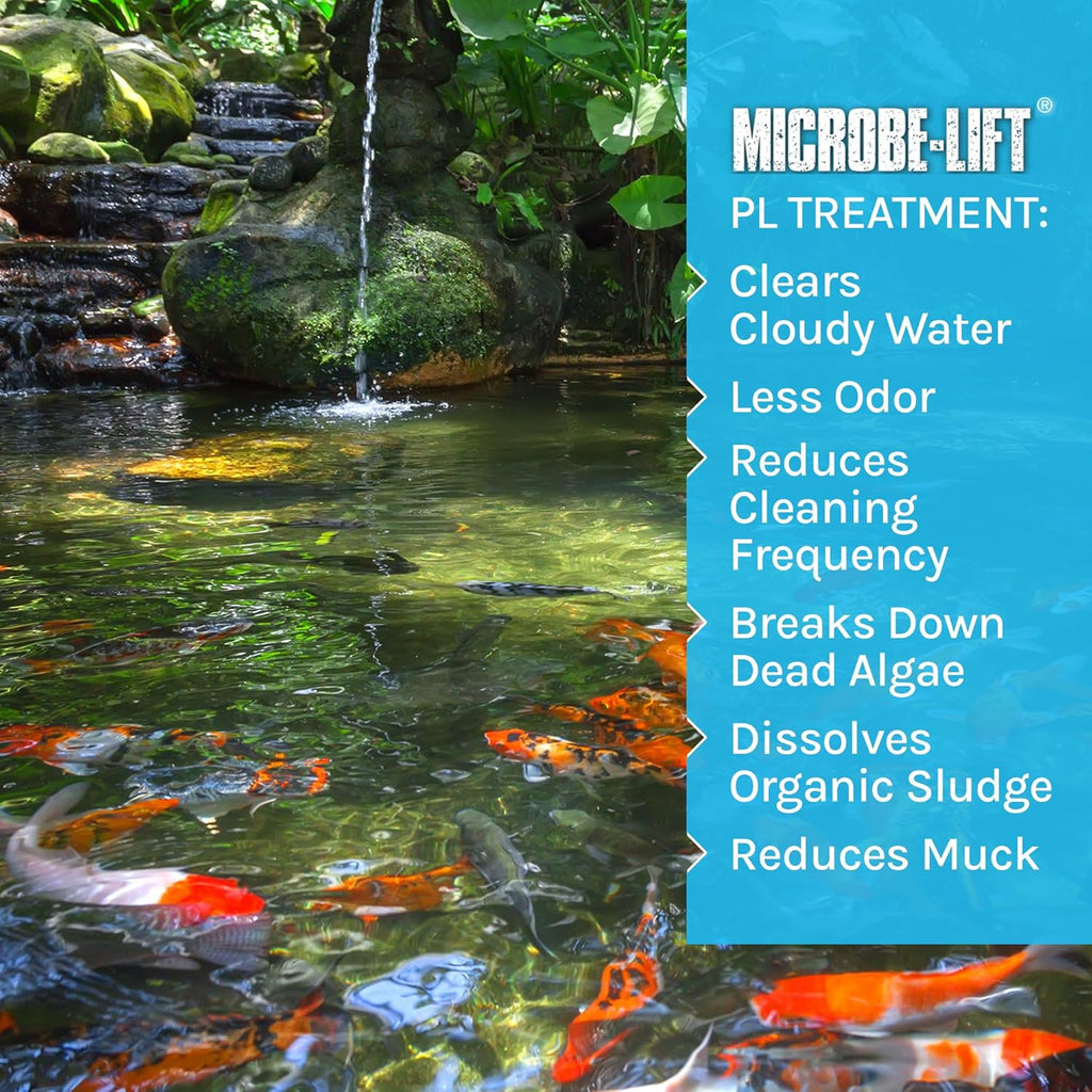 MICROBE-LIFT PL Pond Bacteria and Outdoor Water Garden Cleaner, Safe for Live Koi Fish, Plant Life, and Decor, 5 Gallons
