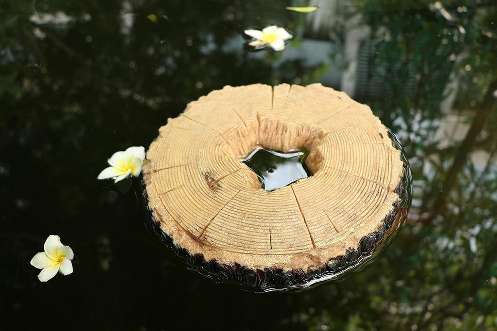 AQUA KT Aquatic Turtle Tree Trunk Round Freestanding Floating Dock Island Climbing Basking Platform Large Non Slip with Suction Cup, for Pond and Amphibian Reptile Terrarium Habitat