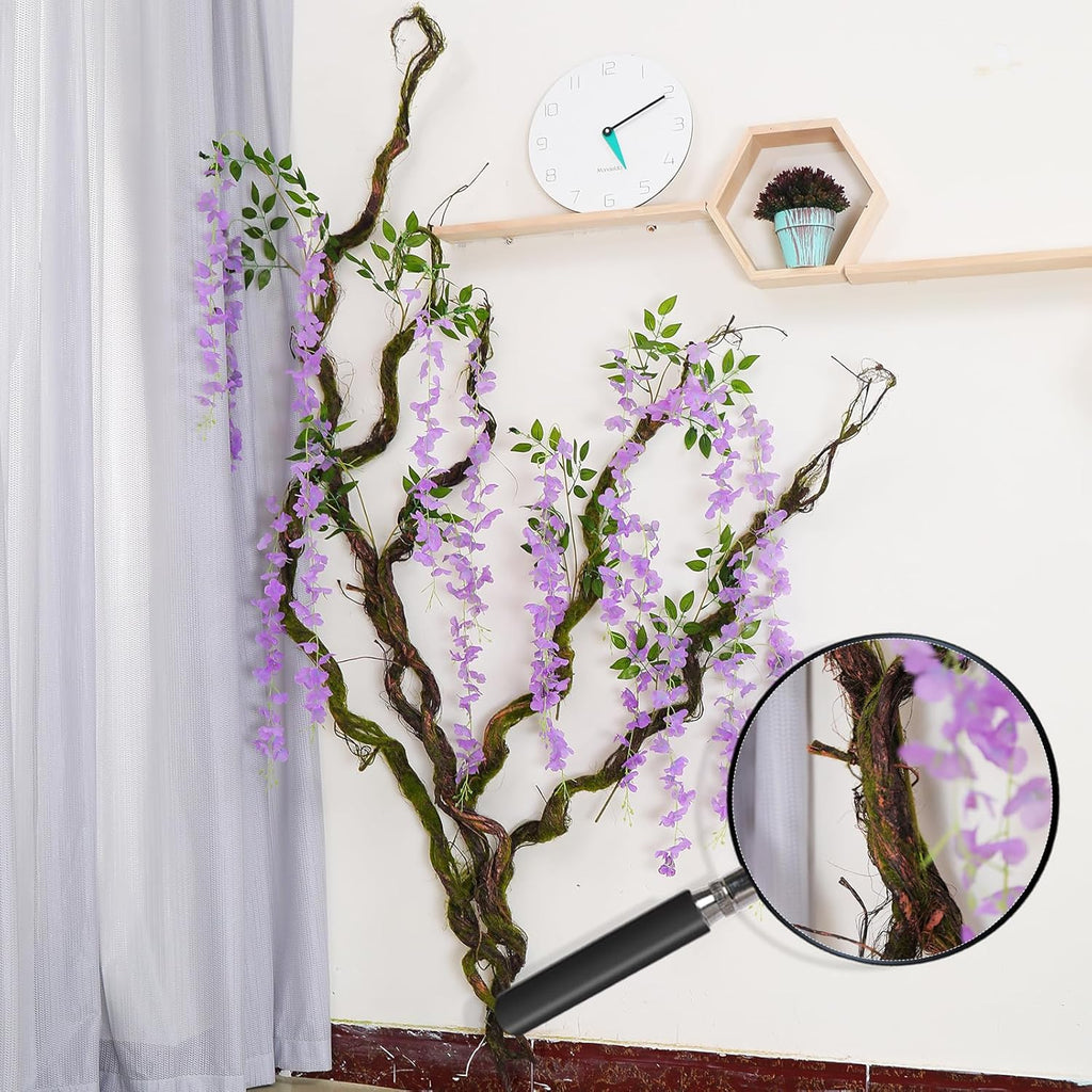 70.9inch Fake Long Craft Tree Vines Artificial Tree Branches Trunk Ivy Foliage Floral Leaf Garland Plants Wistera Twigs for Wall Hanging Outdoor Room Front Door Home Halloween Decoration