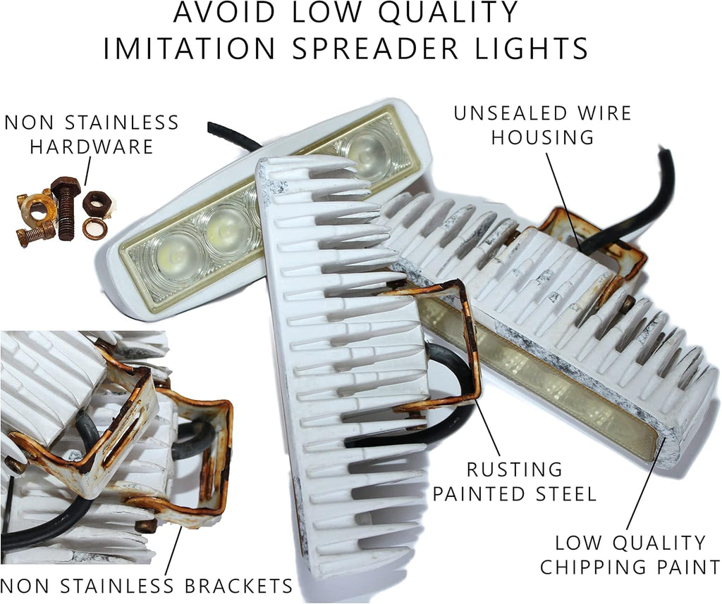 Wave One Marine Dual Color LED FLUSH Mount Spreader Light | Boat Deck Flood Beam | Stainless Hardware | IP68 Waterproof | High Lumen | 12-24 Volt DC Input (BLACK)