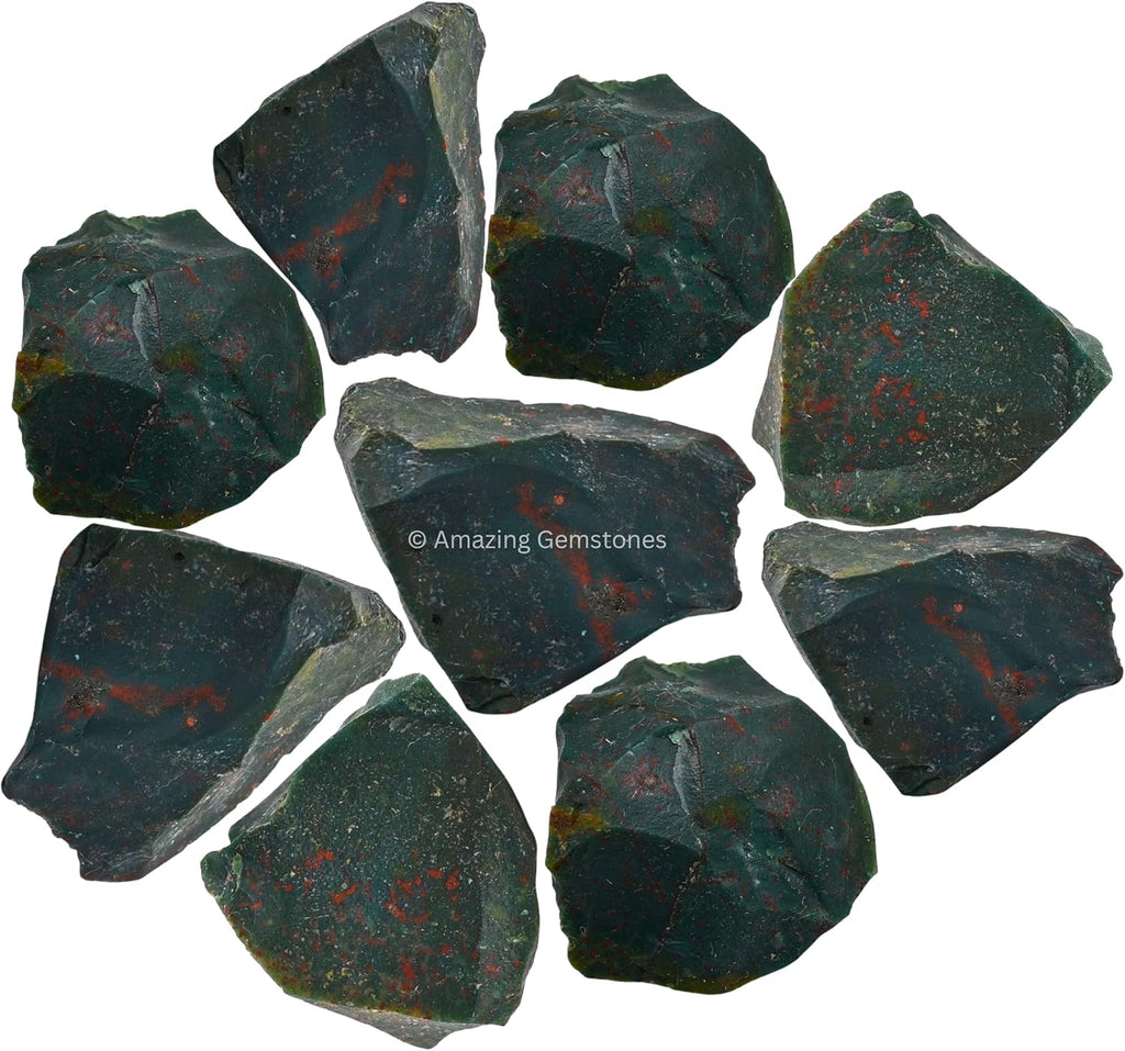 Amazing Gemstone Bloodstone Raw Crystals and Healing Stones, Natural Rocks for Tumbling and DIY Raw Stones and Crystals (1 LB)