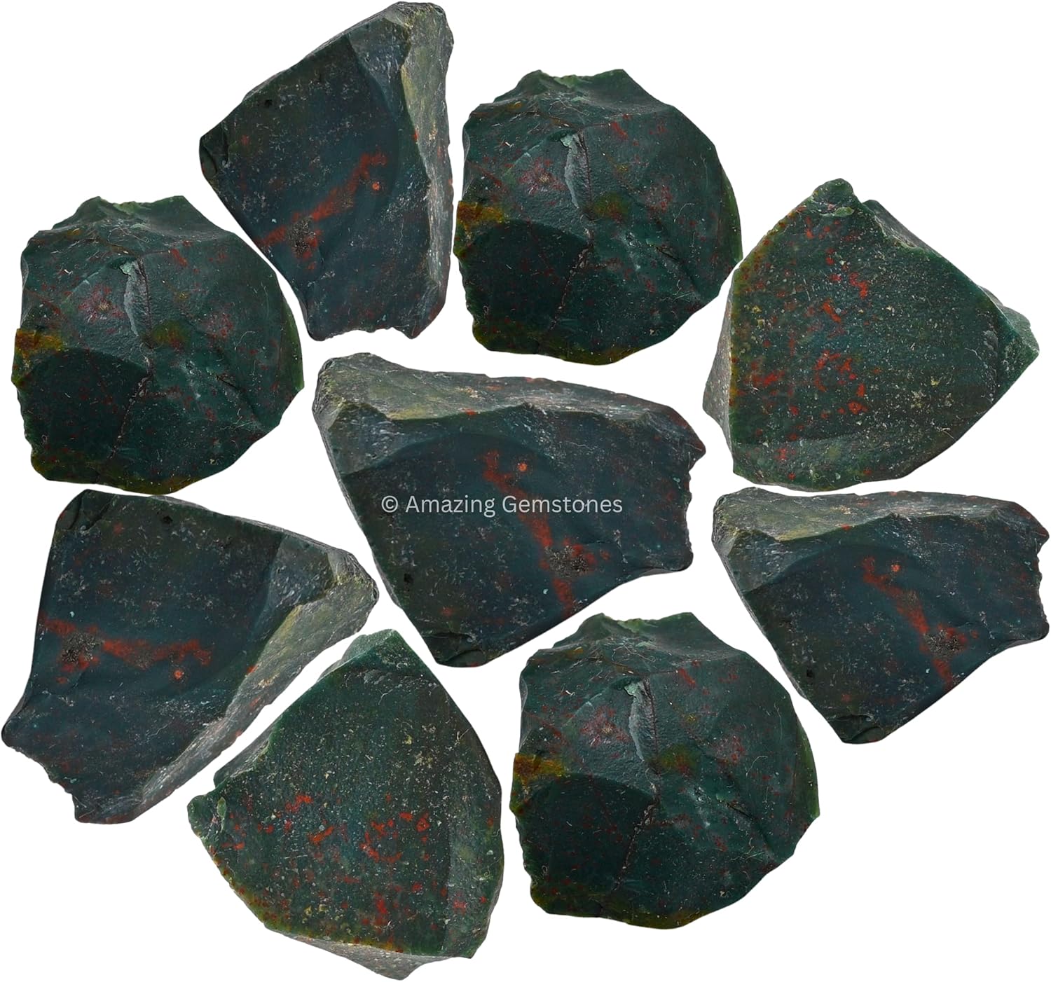 Amazing Gemstone Bloodstone Raw Crystals and Healing Stones, Natural Rocks for Tumbling and DIY Raw Stones and Crystals (1 LB)