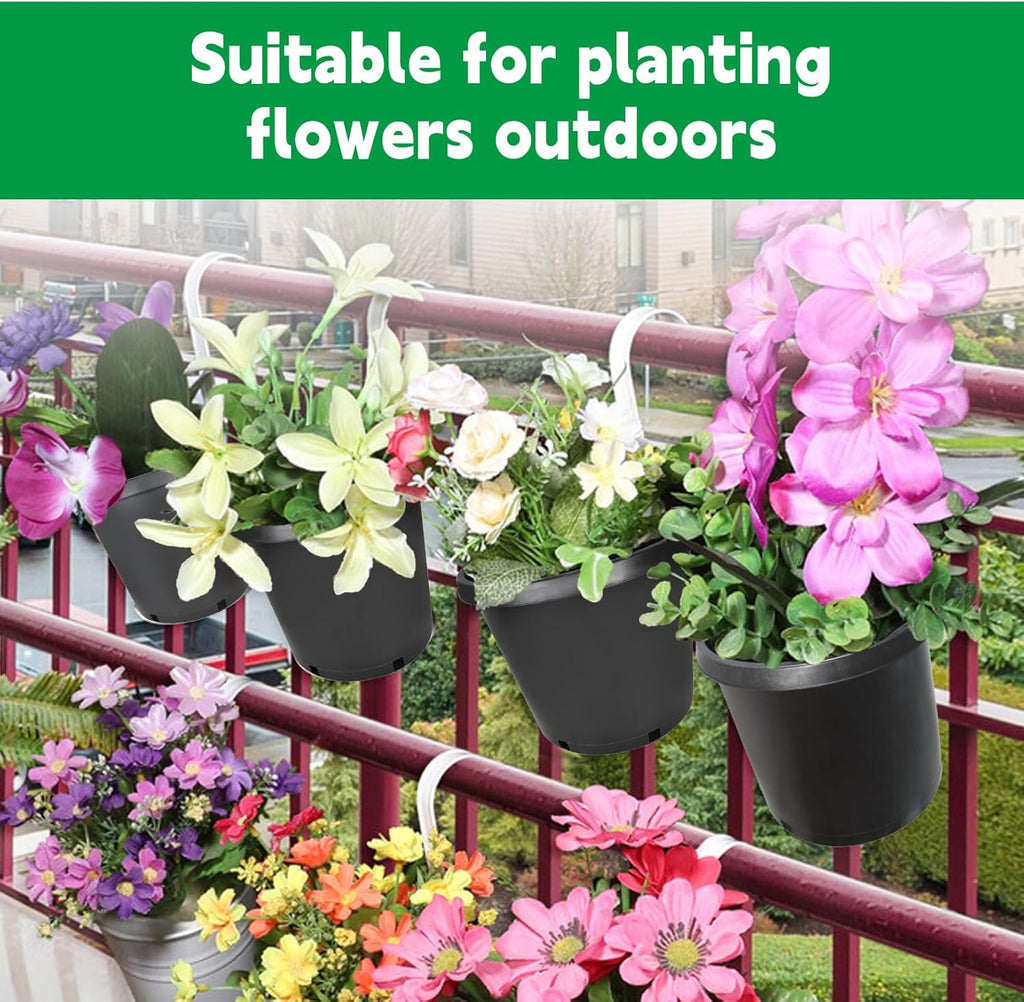 10 Pack 15 Gallon Black Plastic Garden Planter Pots Flower Seedling Container for Indoor Outdoor Plants Seedlings Flowers Vegetables Seedling Cuttings Succulents Transplanting