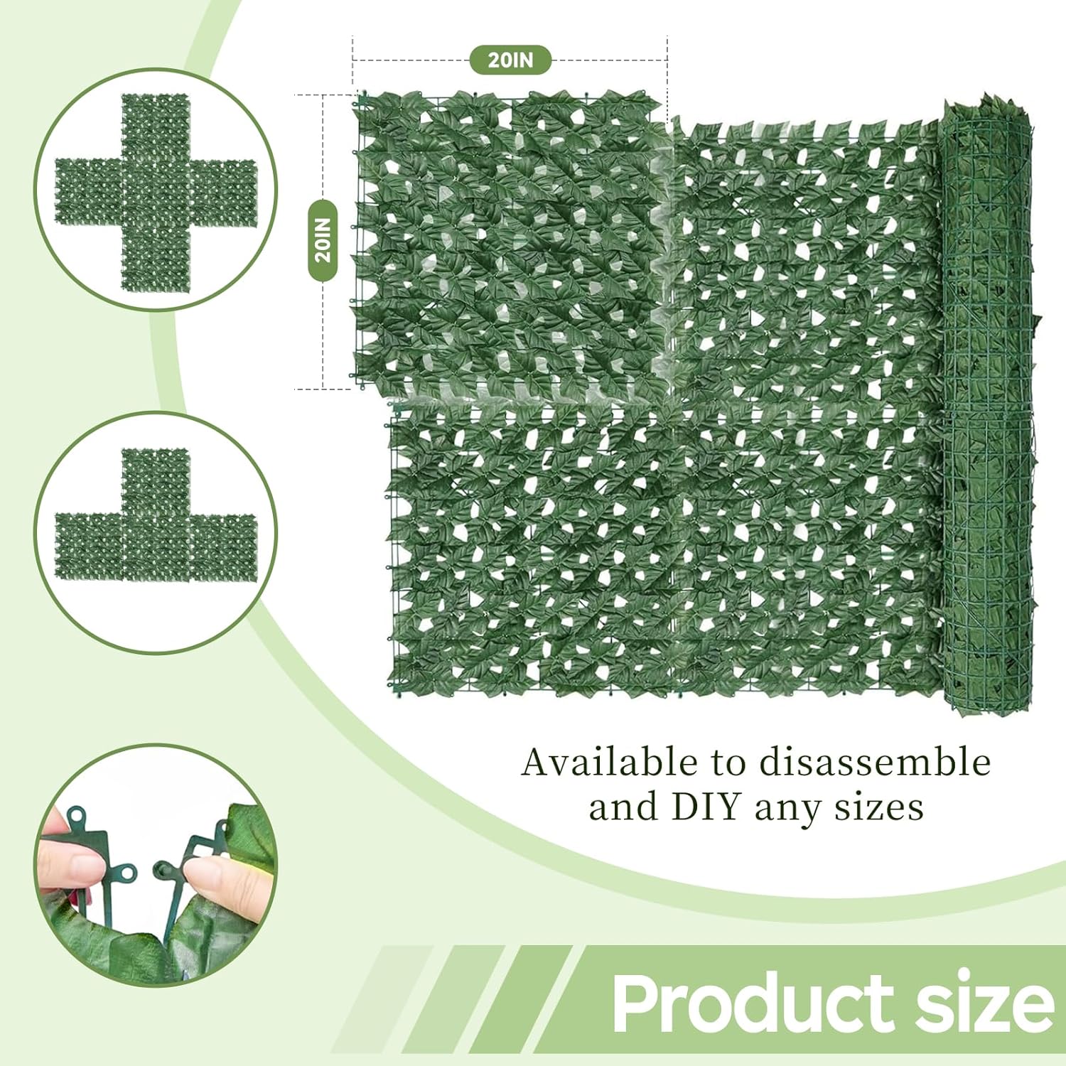 Artificial Ivy Privacy Fence Screen,59"x118" UV-Anti Fake Leaves Plant Vine,Privacy Hedges Wall for Indoor Outdoor Garden Backyard Decor