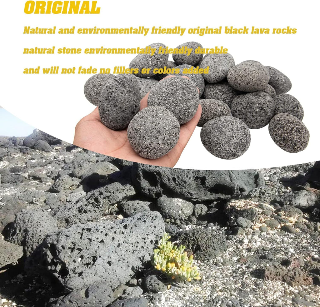 Black Lava Rocks for Fire Pit, Natural fire Rocks, 2"-3" firepit Rocks, 10 Pound, for Gas Fire Pit and Fireplace