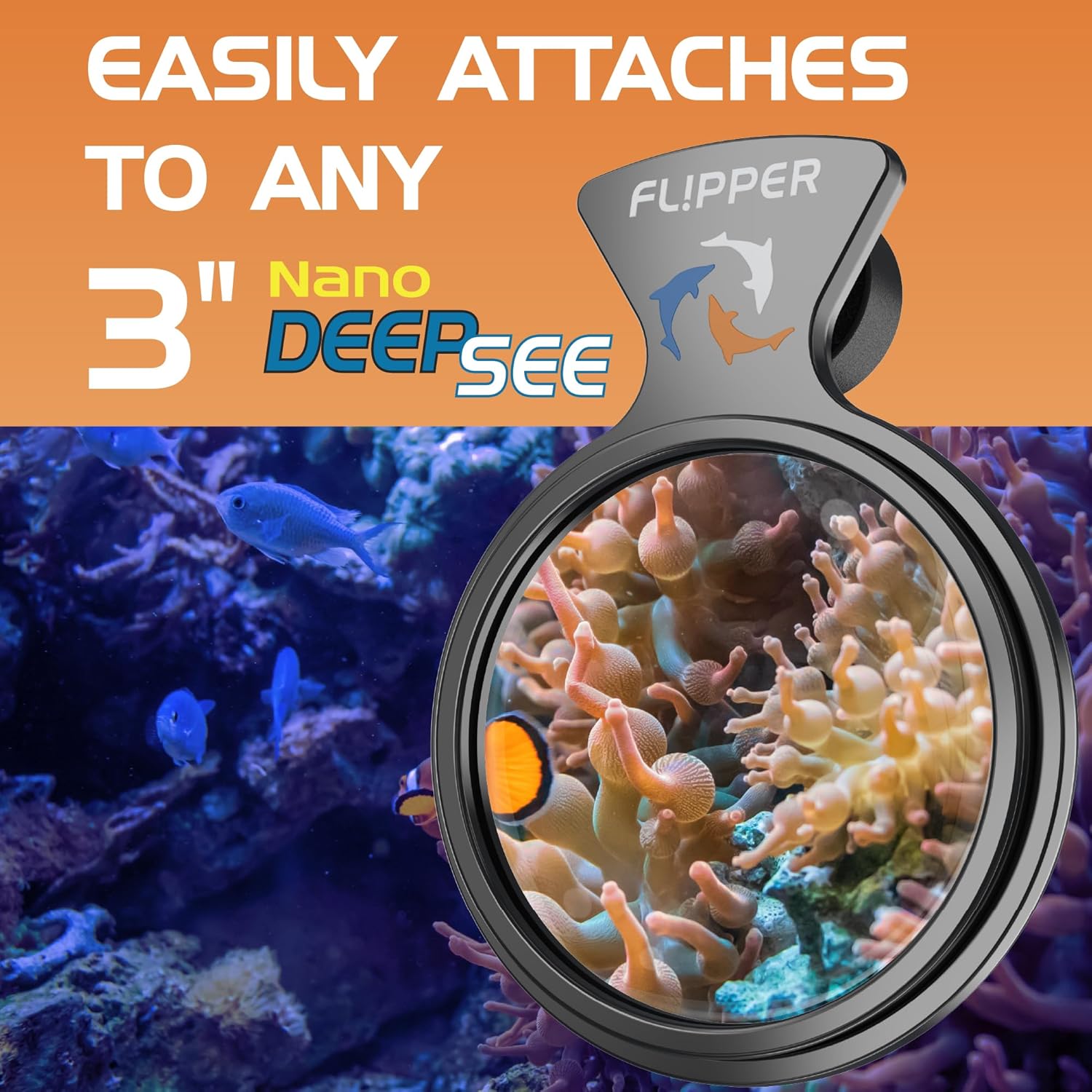 Flipper DeepSee Viewer Orange Filter Attachment for Flipper DeepSee Viewer Nano 3" Magnetic Aquarium Glass Magnifier for Coral Color Correction, Reef Photography and Aquarium Videography