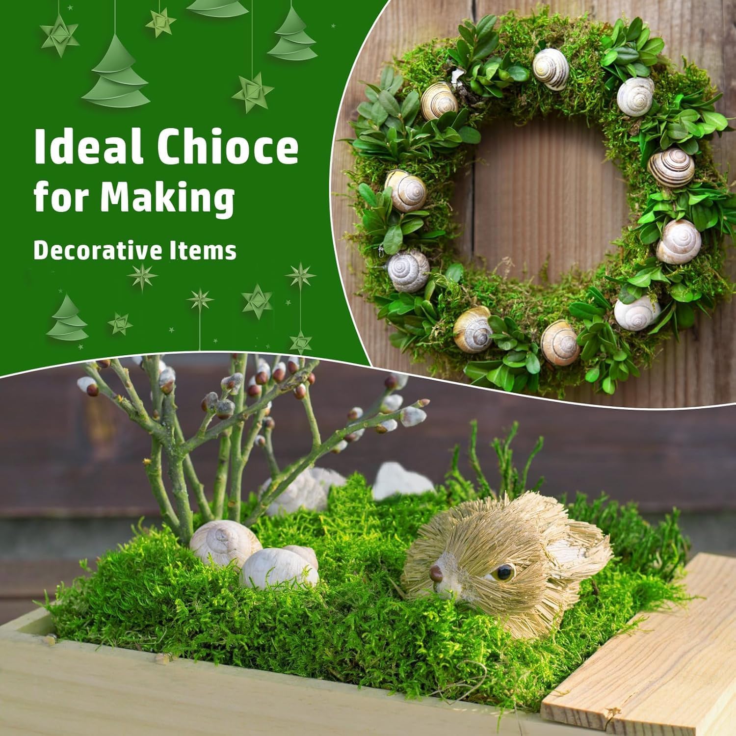 Fake Green Moss for Potted Plants, Artificial Moss, Green Moss for Crafts for DIY Decorating Craft Art Potted Wedding Accessories Fairy Garden Accessories