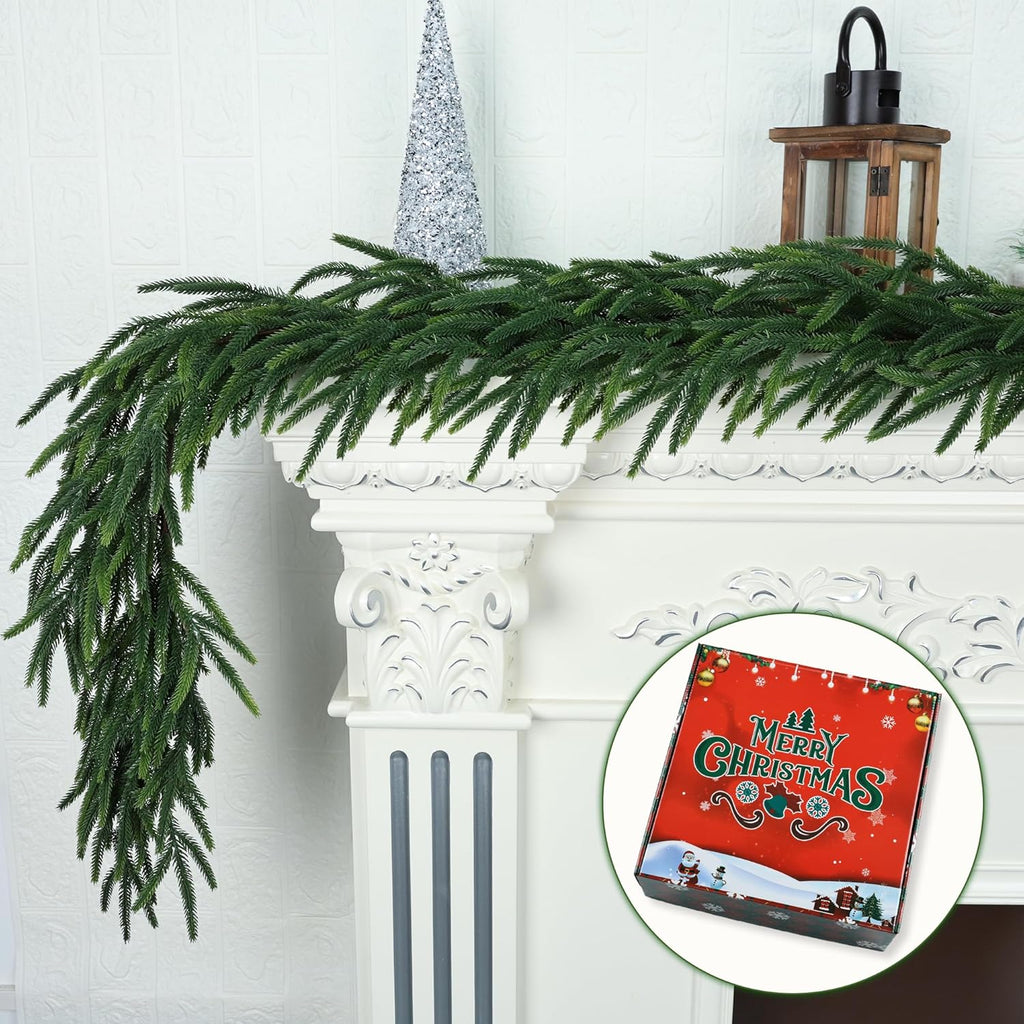 Realistic Christmas Garland Pine Garland Real Touch Green Artificial Greenery Garland Artificial Pine Garlands,for Table, Mantle, Wall, Indoor, Outdoor Christmas Decorations-5FT