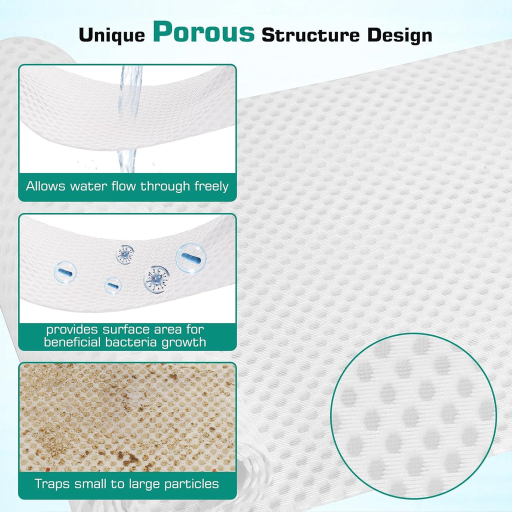 hygger Porous Fish Tank Filter Pad Ultra Thin Bio Filter Media Aquarium Filter Floss 20"x 20" for Sump Pond Canister Freshwater & Saltwater (Reusable, Easy to Cut & Clean)