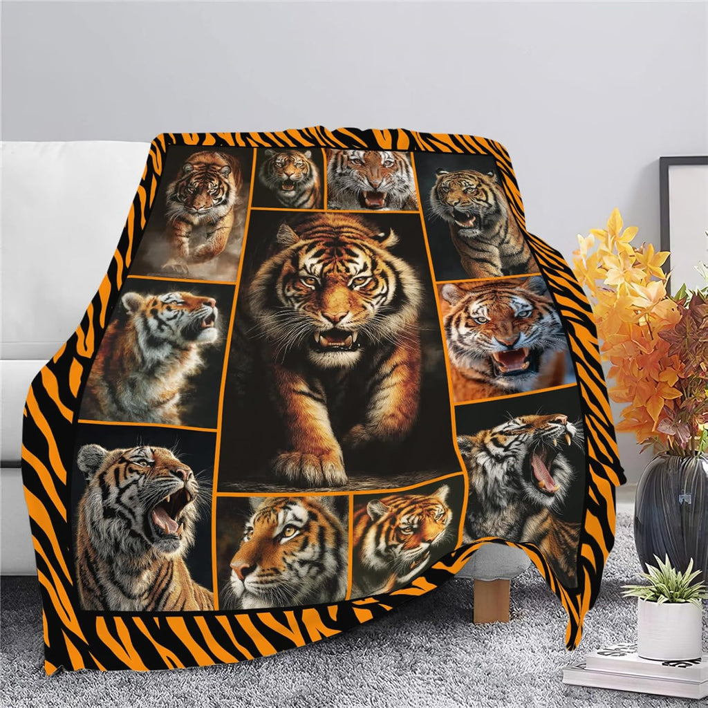 Tiger Throw Blanket Tiger Stuff Gifts for Kids Girls Boys Adults Women Men Soft Cozy Warm Plush Fluffy Fuzzy Fleece Blanket Decor 40''X50''