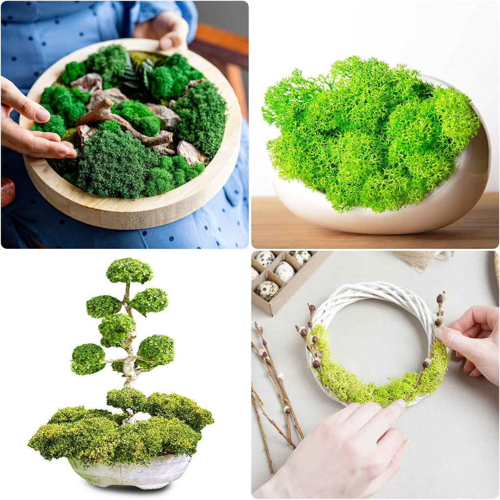 uxcell Preserved Reindeer Moss, 17.6oz Fake Moss for Crafts Artificial Dried Moss for Decoration Terrariums Potted Plants, Yellow