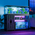 55-75 Gallon Aquarium Stand with Power Outlets,Fish Tank Stand with Cabinet&LED Light,Aquarium Stand for Fish Tank/Turtle Tank/Reptile Terrarium,1100LBS Capacity,Black
