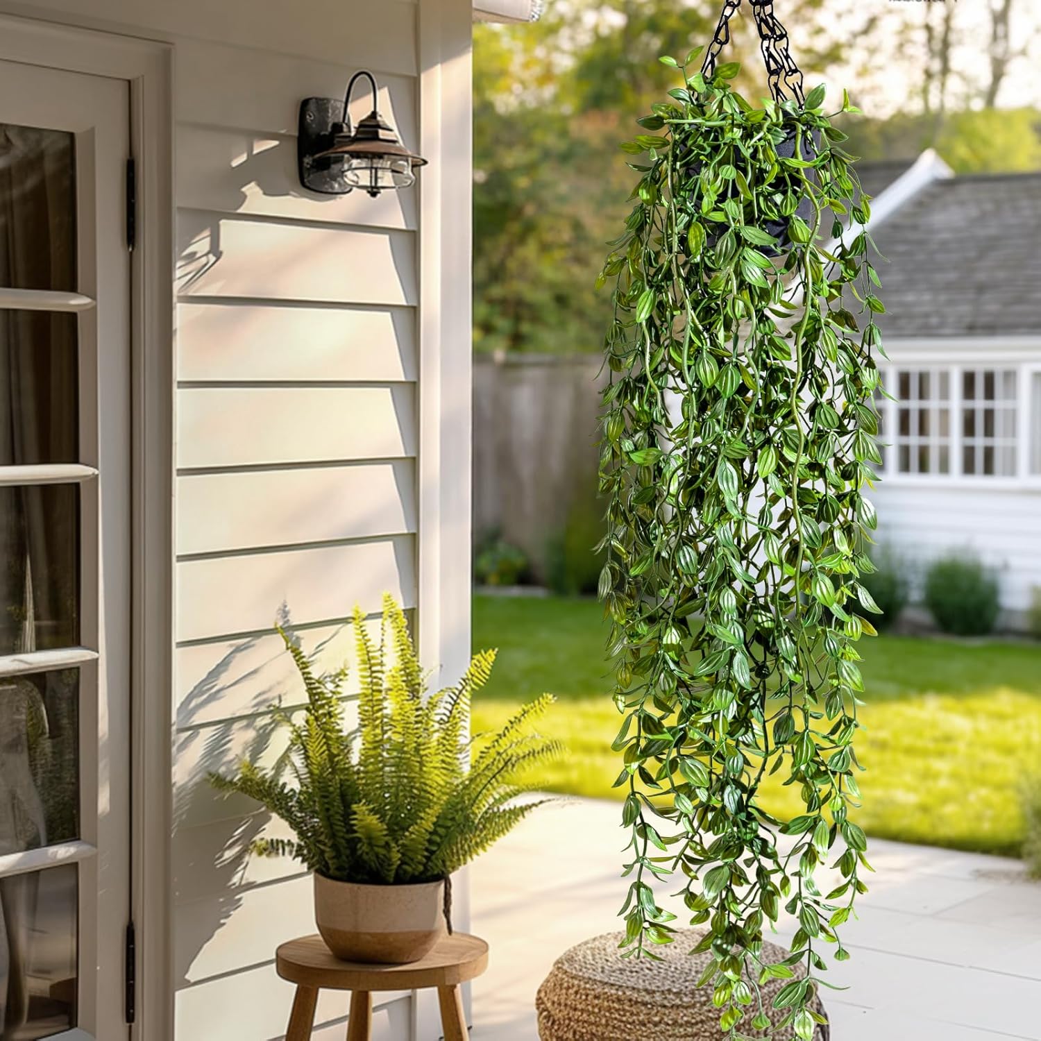 Artificial Hanging Plant 2 Pcs Faux Plant Ivy Vine Faux Eucalyptus Vines Fake Potted Greenery for Wall Living Room Home Shelf Office Bathroom Outdoor Indoor Decor (Type 1)