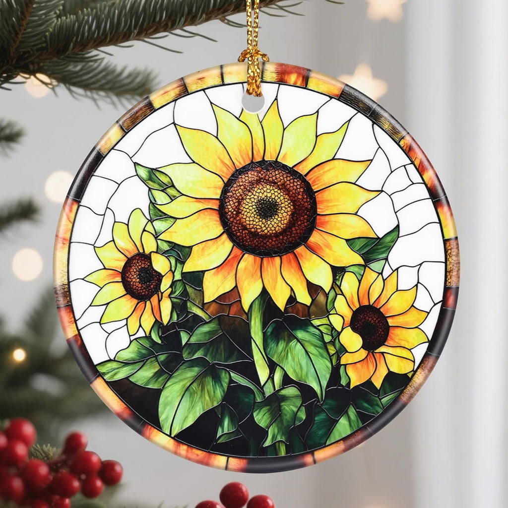 Christmas Ornaments, Sunflower Ornament, Christmas Tree Ornaments, Xmas Decorations, Holiday Decorations, Gifts for Sunflower Lovers, Holiday Party Gifts, and Xmas Gift Ideas