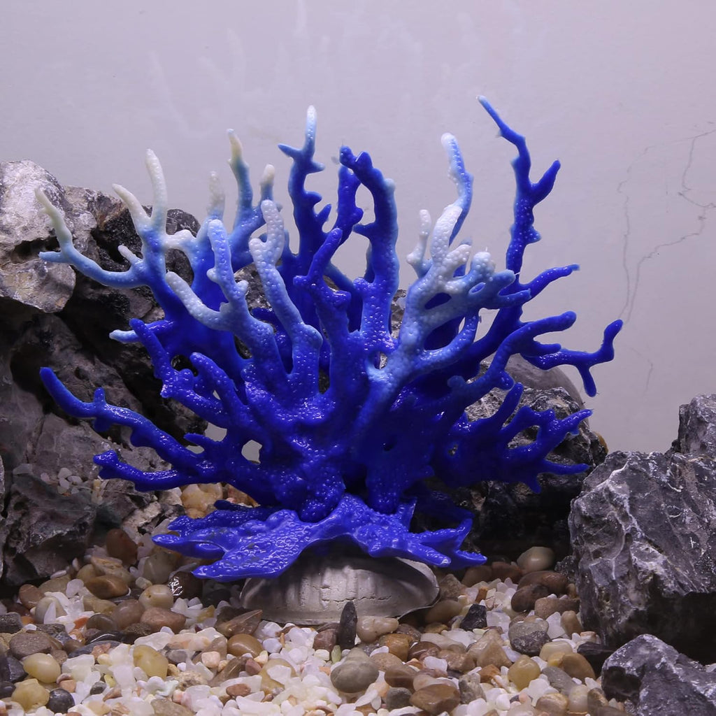 VOCOSTE Coral Reef Decor, Mini Faux Aquarium Decor, Blue White, 6.5"x5.83"