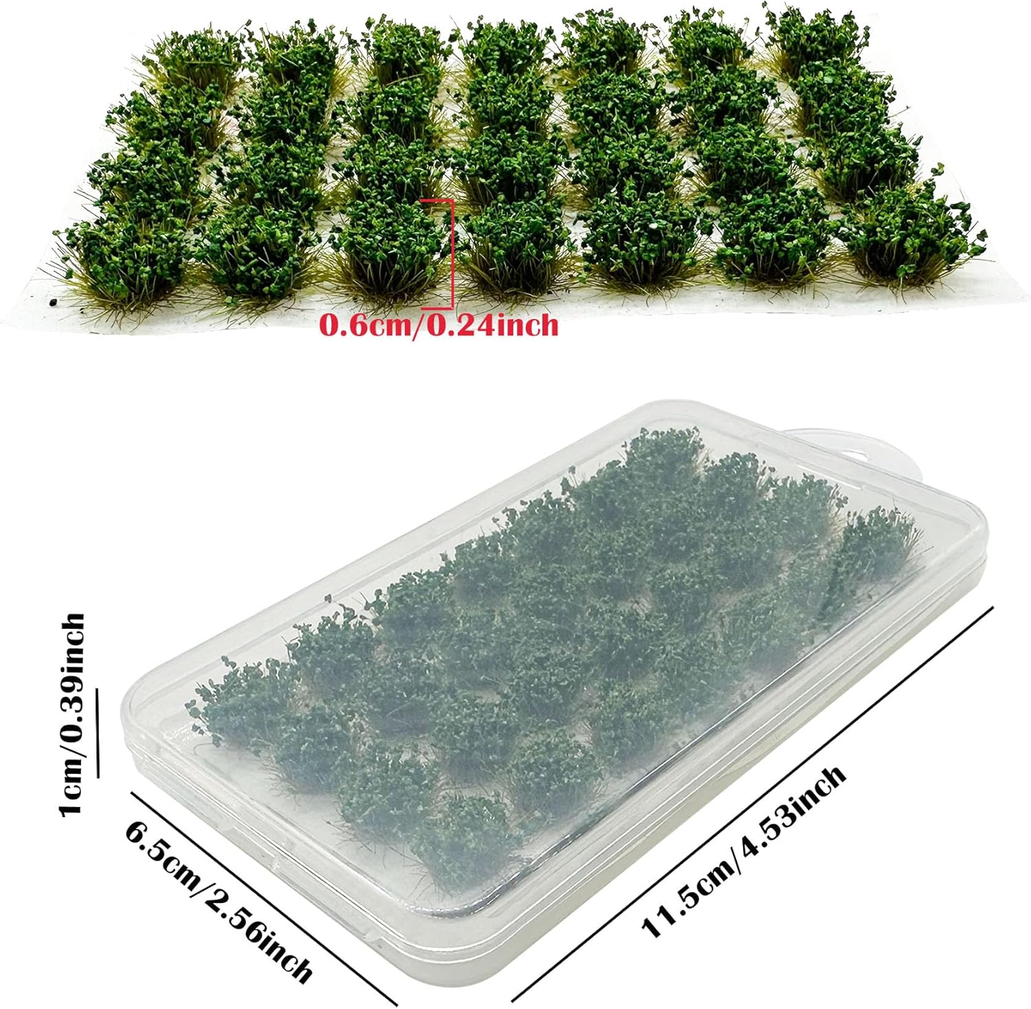 Woohome 112 PCS Static Grass, 4 Color Bushy Tuft Flower Cluster Vegetation Groups for DIY Architecture Building Model Train Landscape Railroad Scenery