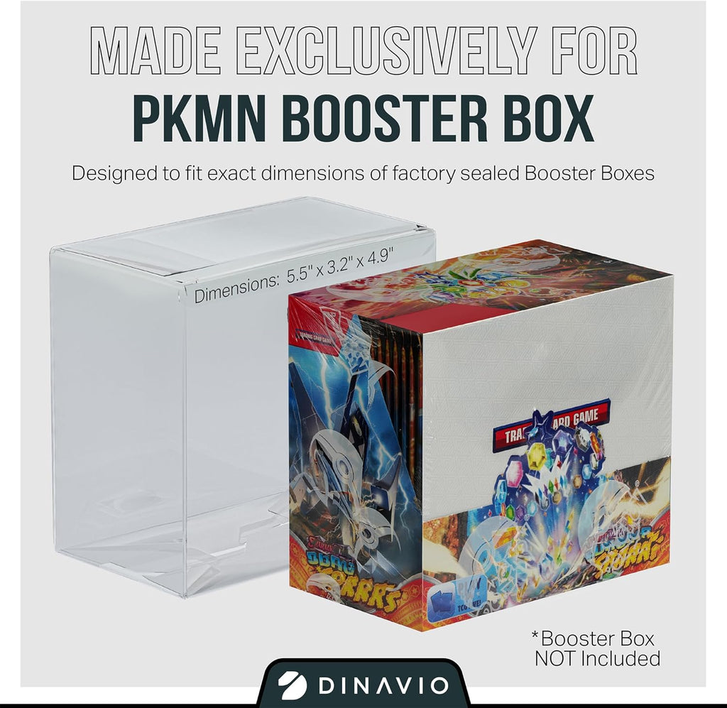 Plastic PKMN Booster Box Protector 5 Pack - Booster Box Case Display Protectors - Compatible with English Modern PKMN Booster Boxes - 0.5mm Thick (Pack of 5)