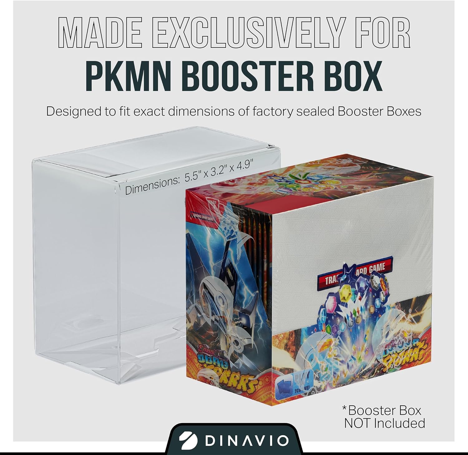 Plastic PKMN Booster Box Protector 5 Pack - Booster Box Case Display Protectors - Compatible with English Modern PKMN Booster Boxes - 0.5mm Thick (Pack of 5)