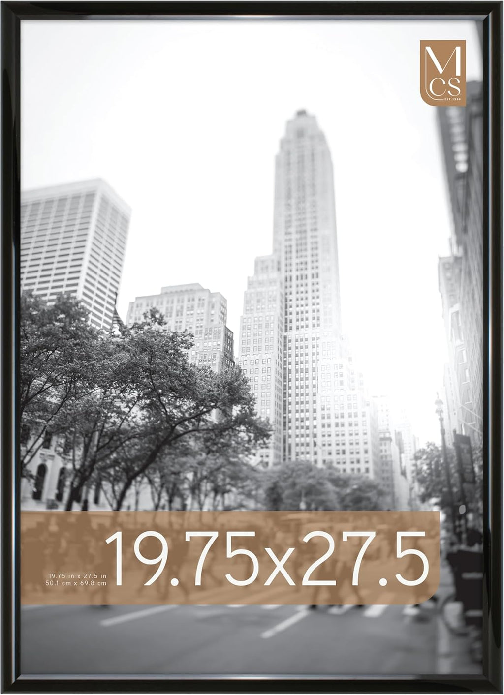 MCS Trendsetter 19.75x27.5 Poster Frame Black High-Gloss, Vertical & Horizontal Wall Hanging Large Picture Frame for Photos, Posters & Art Prints (1-Pack)