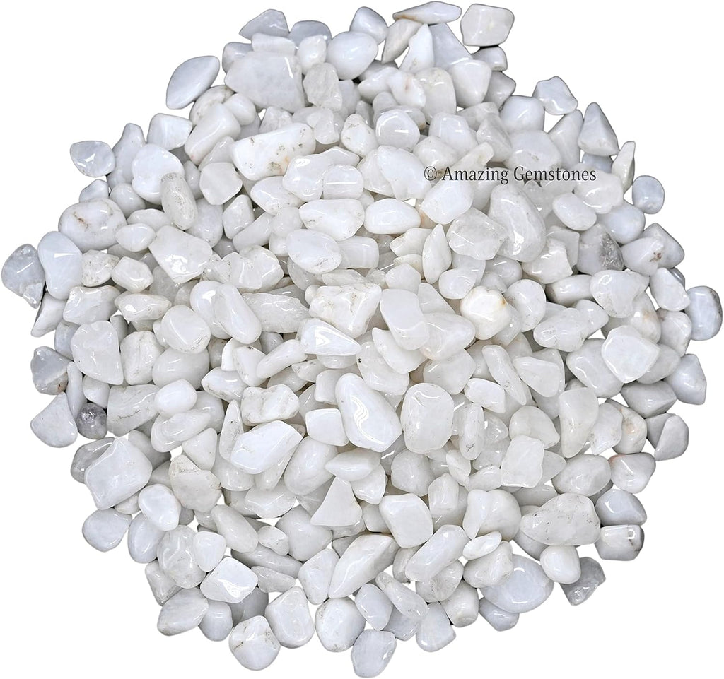 Amazing Gemstone Snow Quartz Crystal Chips Aquarium Gravel Rocks -1000+ Carat Snow Quartz Chips Bulk Fish Tank Gravel, Small Tumbled Stone Chips and Tiny Crystals for Decoration (AAA Grade Gemstones)