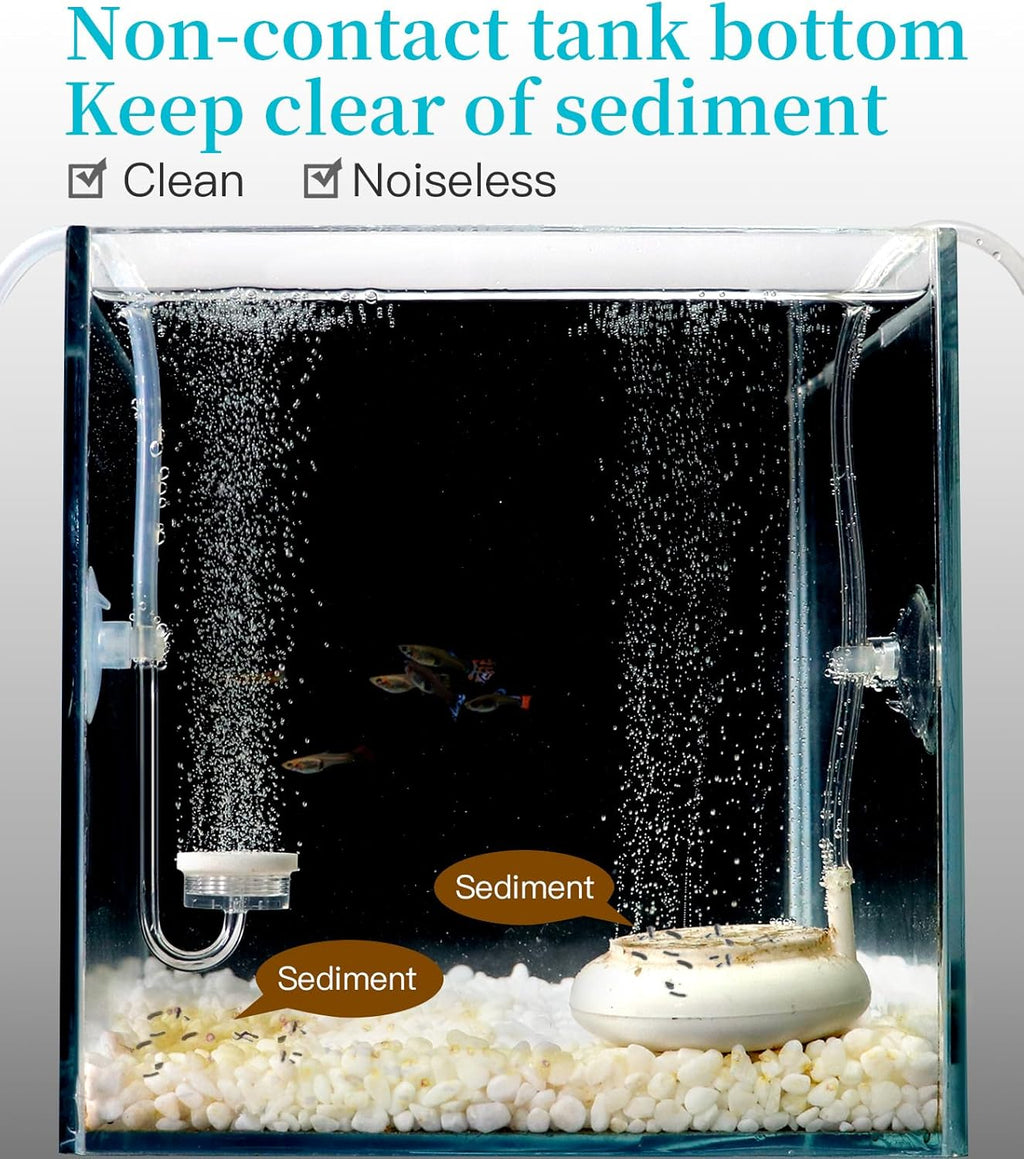 Small Air Pump for Fish Tank Aquarium Aerator for 1-15 G Super Quiet 1.5 Watts, Complete kit