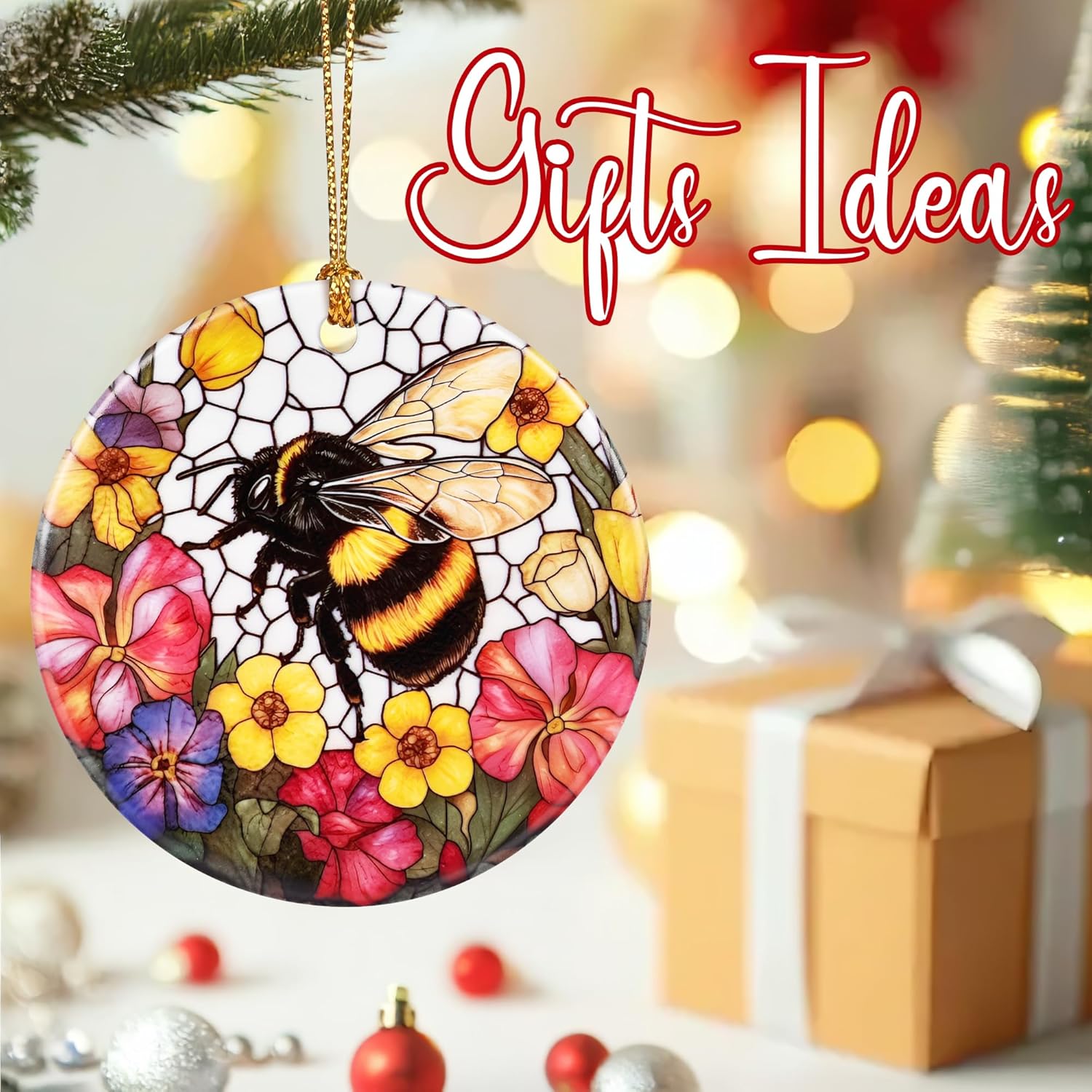 Christmas Ornaments, Bee Ornament, Christmas Tree Ornaments, Xmas Decorations, Holiday Decorations, Gifts for Bee Lovers, Holiday Party Gifts, and Xmas Gift Ideas