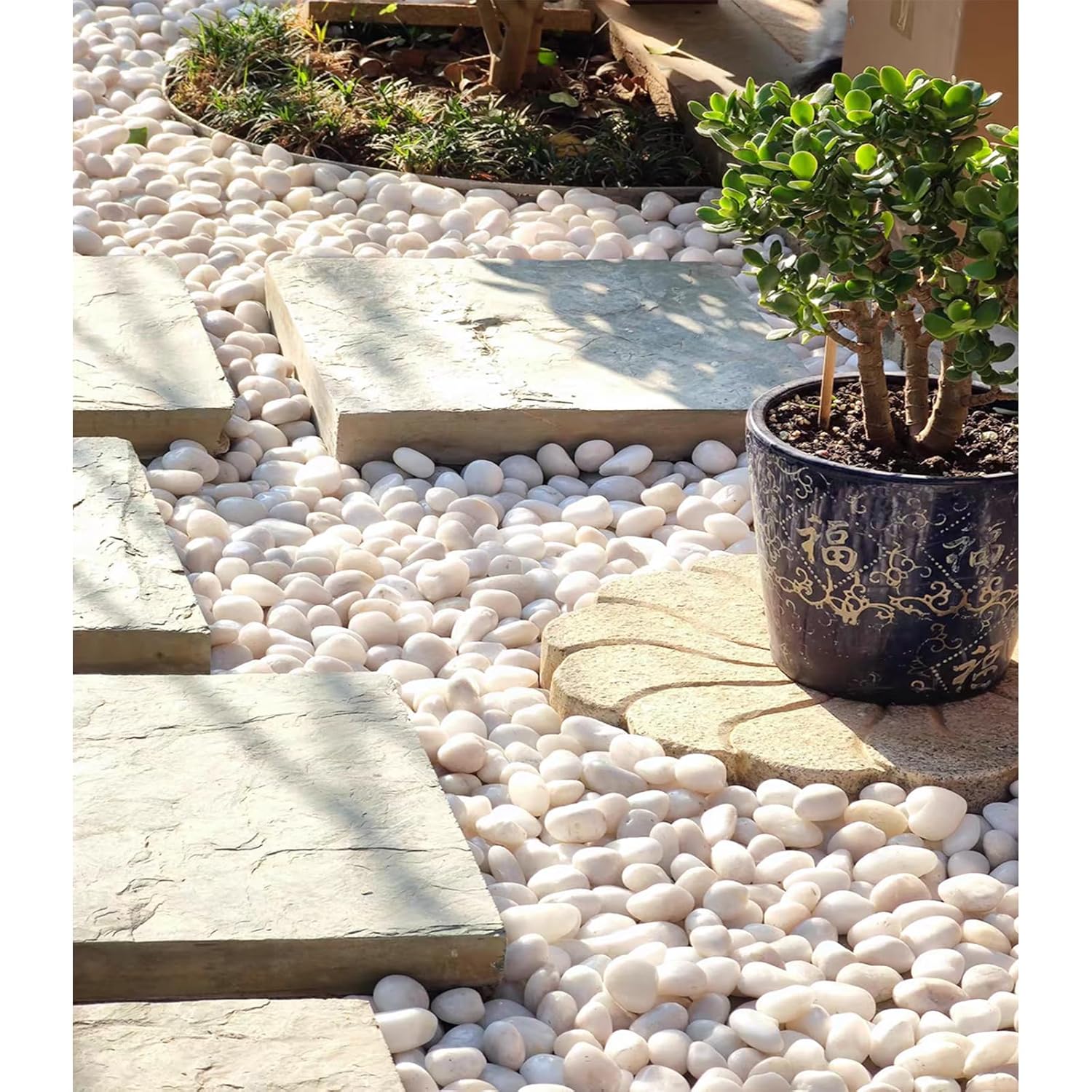 20 lbs White River Rocks, 1-2 Inch Polished Pebbles for Indoor Plants, Decorative White Stones for Plants, Vase, Aquarium, Fish Tank, Landscaping and Garden