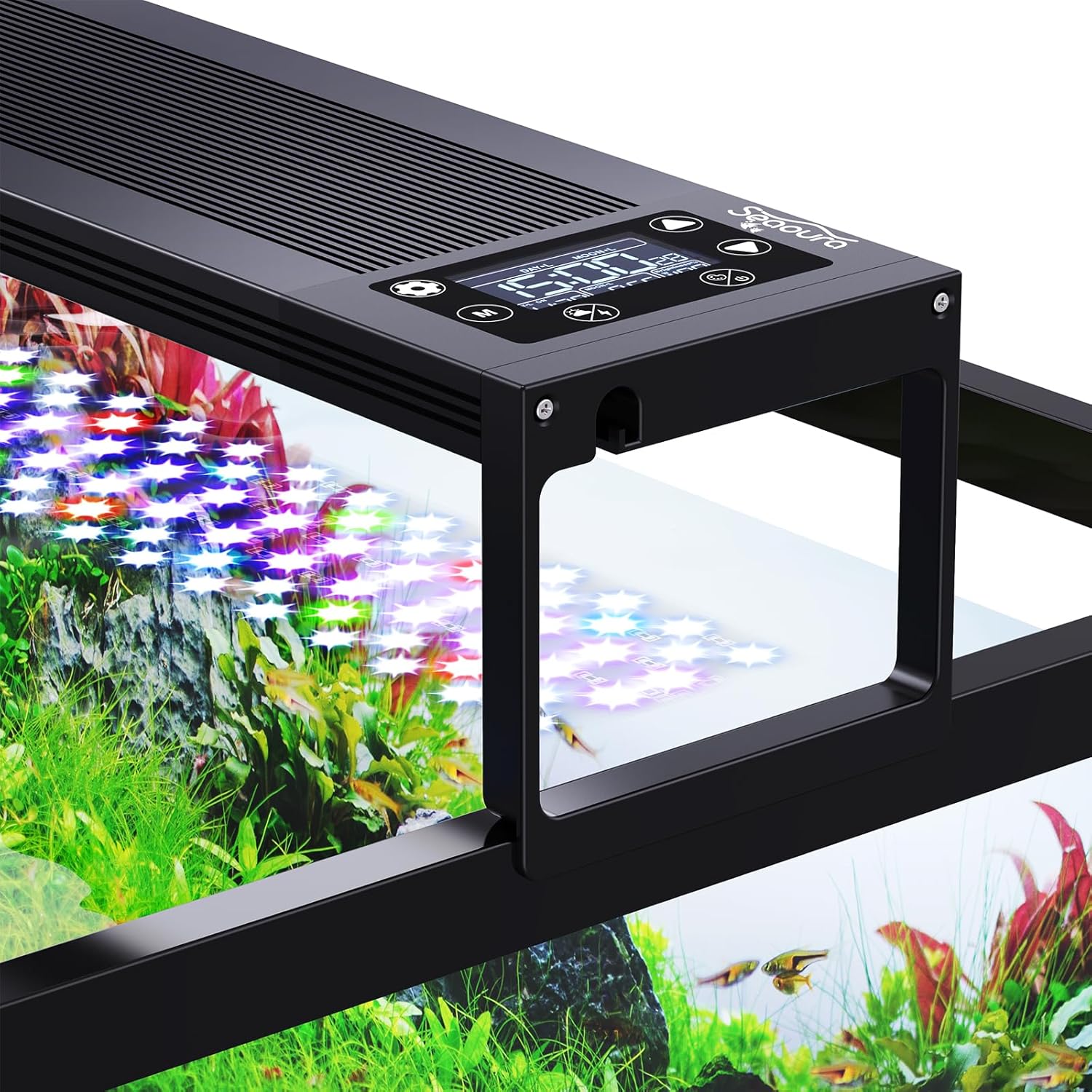 SEAOURA 24/7 LED Aquarium Light for 30-36 Inch Fish Tank, Auto On Off with Timer, 9 Colors, Adjustable Brightness, Daylight Moonlight Mode, Full Spectrum Fish Tank Light for Plants, 56W