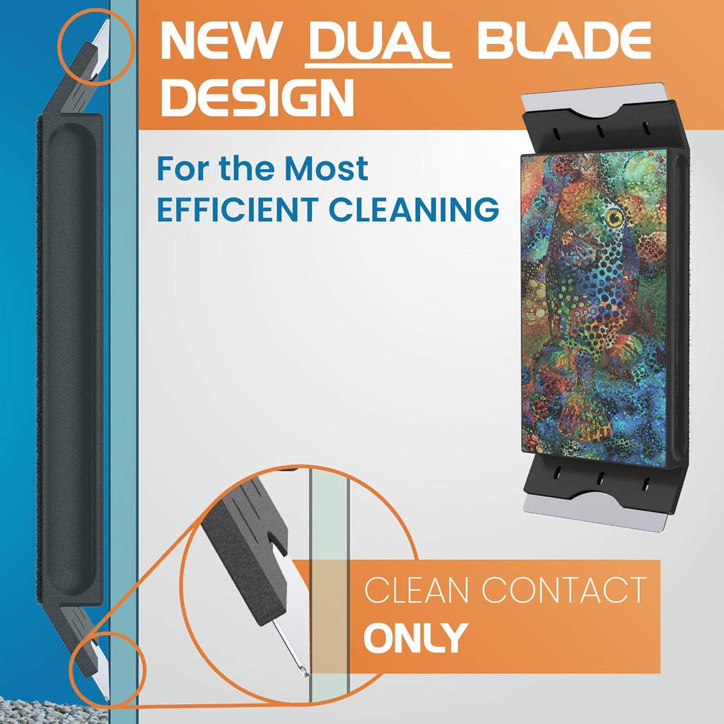Flipper EDGE Puffer Limited Edition Floating Magnetic Aquarium Cleaner | 2-In-1 Dual Blade Scrubber & Scraper Fish Tank Cleaner Tools for Efficient Cleaning & Acrylic Surface Maintenance