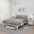 14 Inch Queen Bamboo Platform Bed Frame with Headboard, Wood Slat Support, No Box Spring Needed, Easy Assembly, White