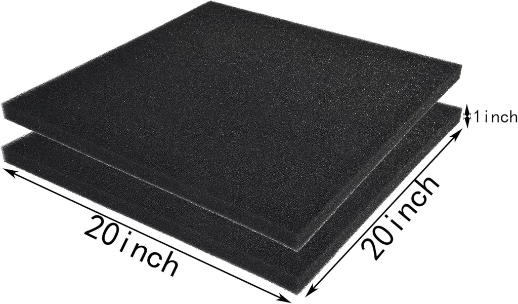 Hipanda 2 Pack Aquarium Bio Filter Sponge Pad 20"x20"x1",50PPI, Bio Filter Media Foam Pad Sponges, Cut-to-Size Open Cell Foam Sheet for Fish Tank