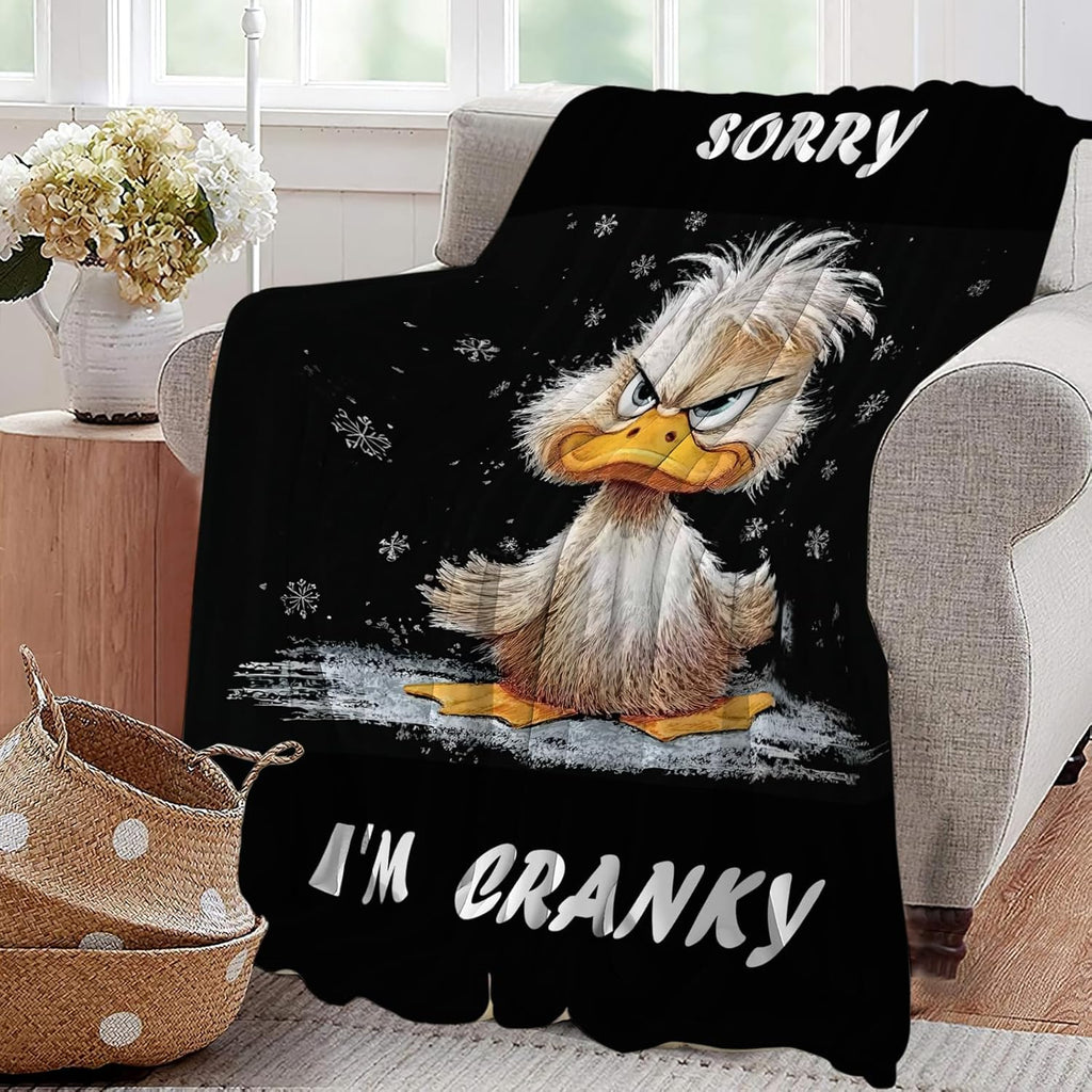 Funny Duck Blanket Cute Animal Throw Blankets Gifts for Girls Boys Kids Duck Lover Soft Cozy Fleece Plush for Couch Sofa Bed 50"x40"